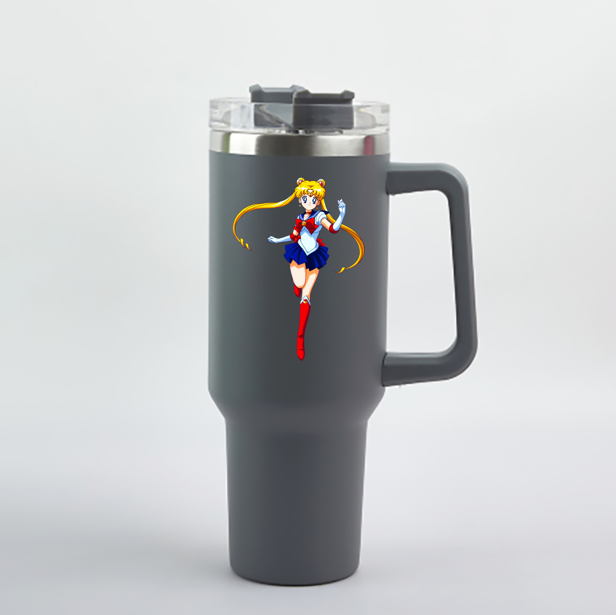 （画像用） 美少女戦士セーラームーン 月野 うさぎ つきの うさぎ Sailor Moon Tsukino Usagi 1200mL車用タンブラー - クリスタルステッカー（プラスチックストロー付き）