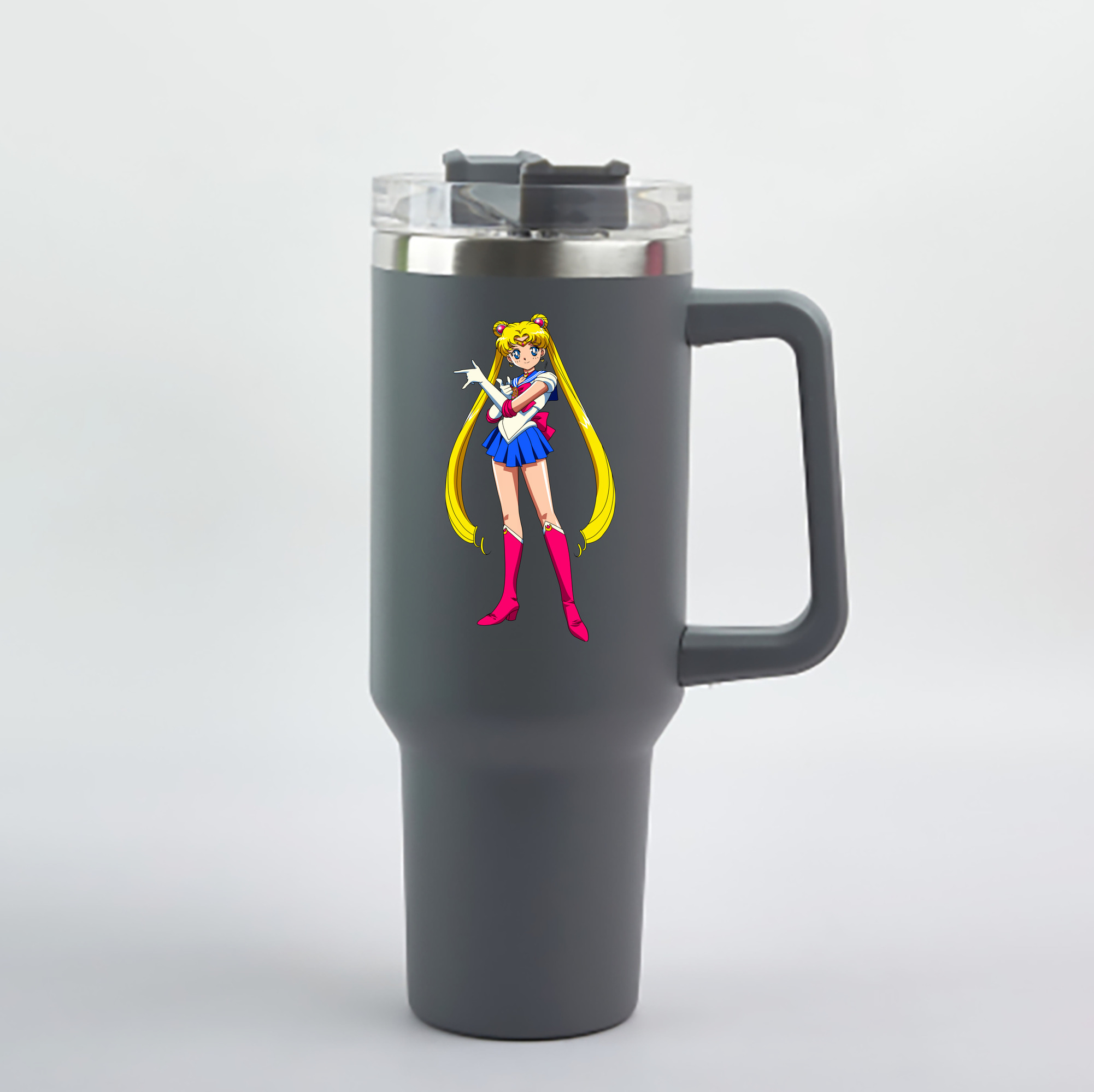 （画像用） 美少女戦士セーラームーン 月野 うさぎ つきの うさぎ Sailor Moon Tsukino Usagi 1200mL車用タンブラー - クリスタルステッカー（プラスチックストロー付き）