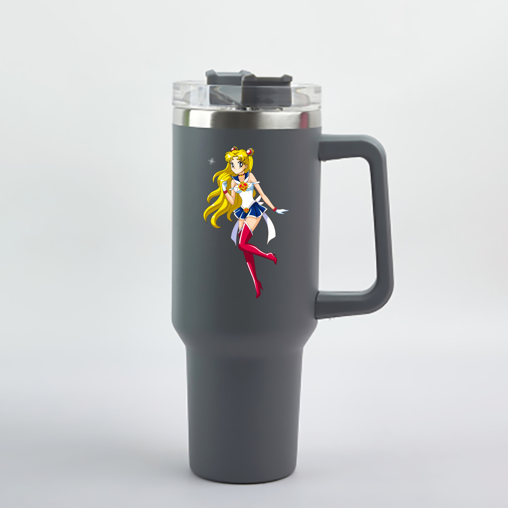 （画像用） 美少女戦士セーラームーン 月野 うさぎ つきの うさぎ Sailor Moon Tsukino Usagi 1200mL車用タンブラー - クリスタルステッカー（プラスチックストロー付き）