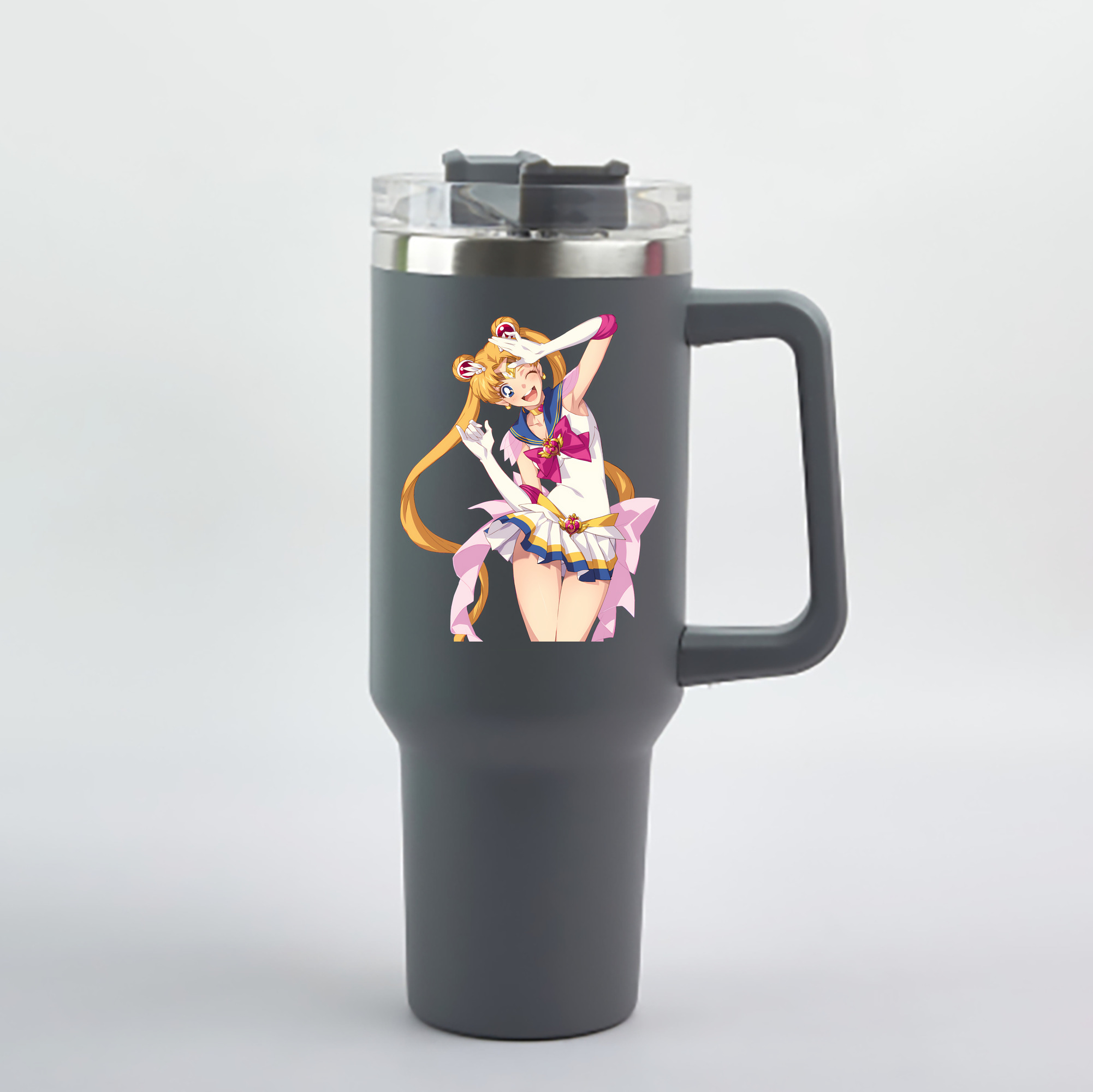 （画像用） 美少女戦士セーラームーン 月野 うさぎ つきの うさぎ Sailor Moon Tsukino Usagi 1200mL車用タンブラー - クリスタルステッカー（プラスチックストロー付き）