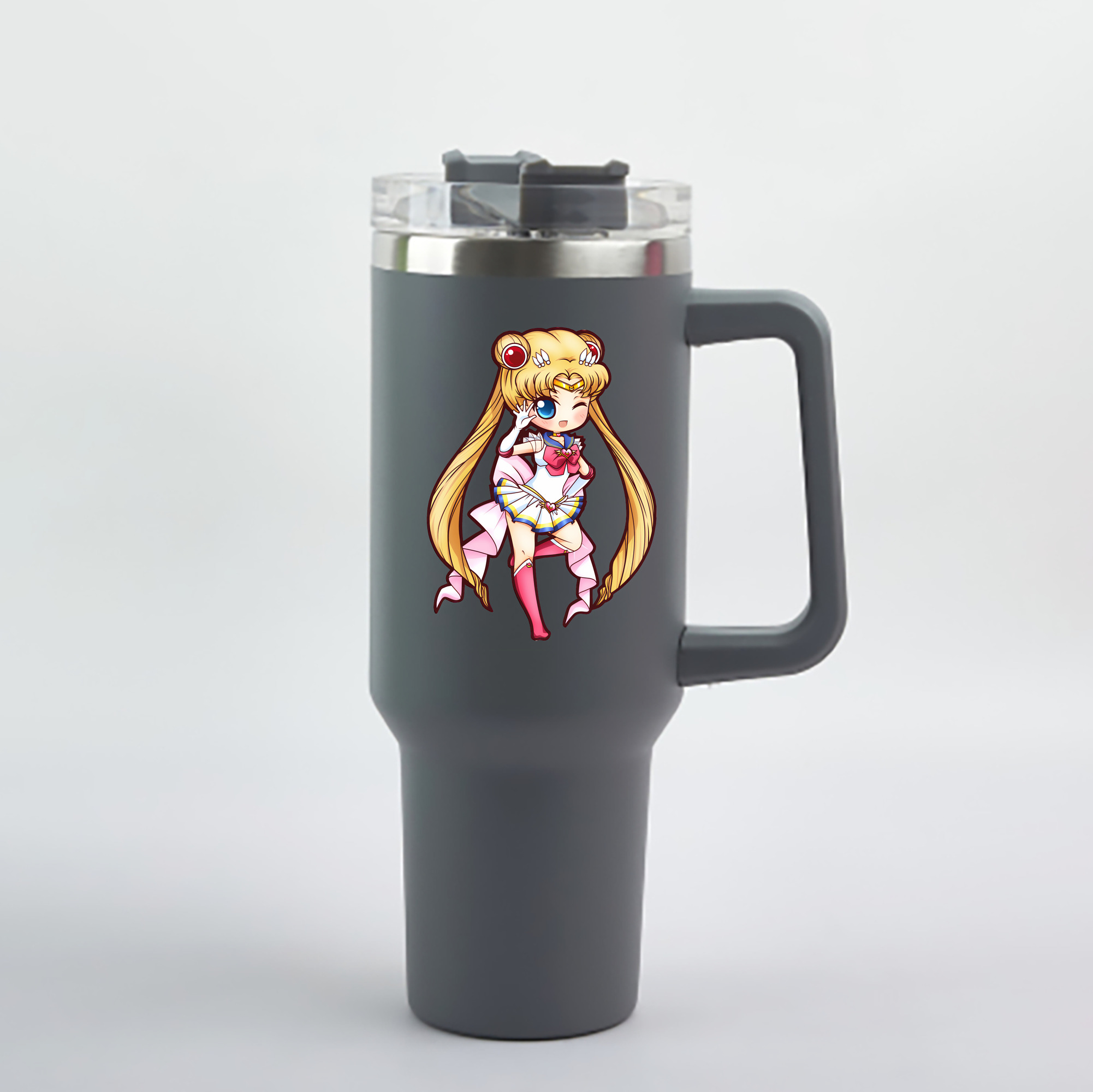 （画像用） 美少女戦士セーラームーン 月野 うさぎ つきの うさぎ Sailor Moon Tsukino Usagi 1200mL車用タンブラー - クリスタルステッカー（プラスチックストロー付き）