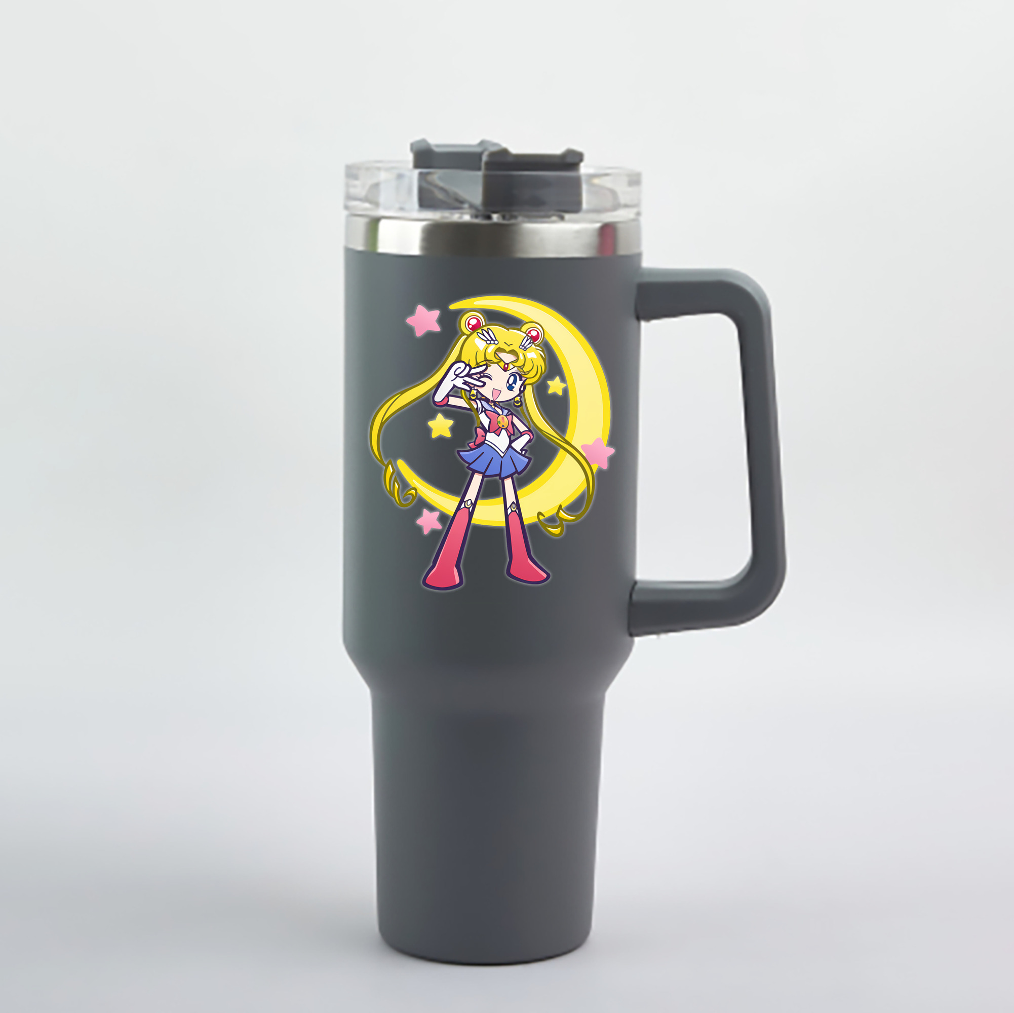 （画像用） 美少女戦士セーラームーン 月野 うさぎ つきの うさぎ Sailor Moon Tsukino Usagi 1200mL車用タンブラー - クリスタルステッカー（プラスチックストロー付き）