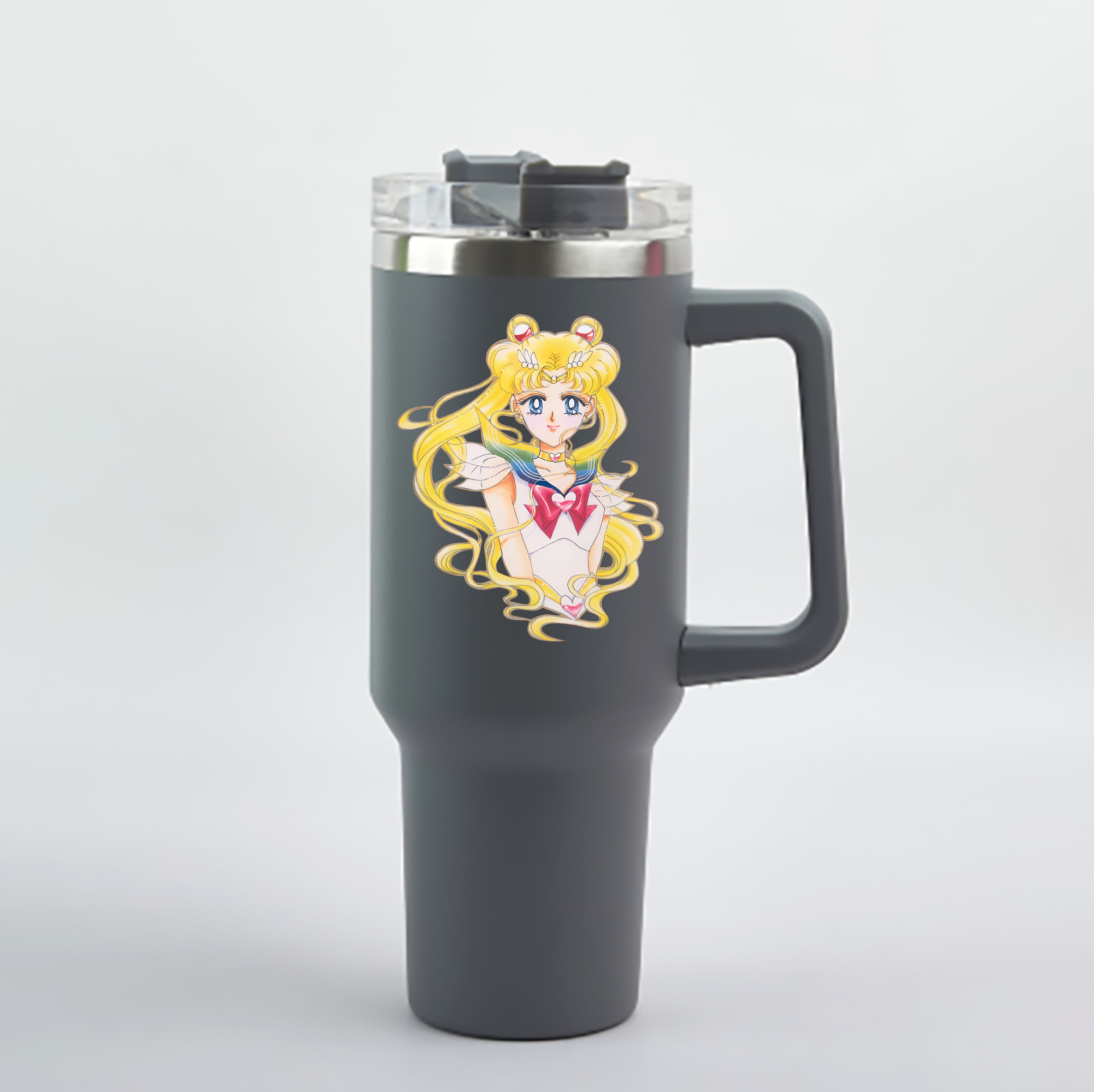 （画像用） 美少女戦士セーラームーン 月野 うさぎ つきの うさぎ Sailor Moon Tsukino Usagi 1200mL車用タンブラー - クリスタルステッカー（プラスチックストロー付き）