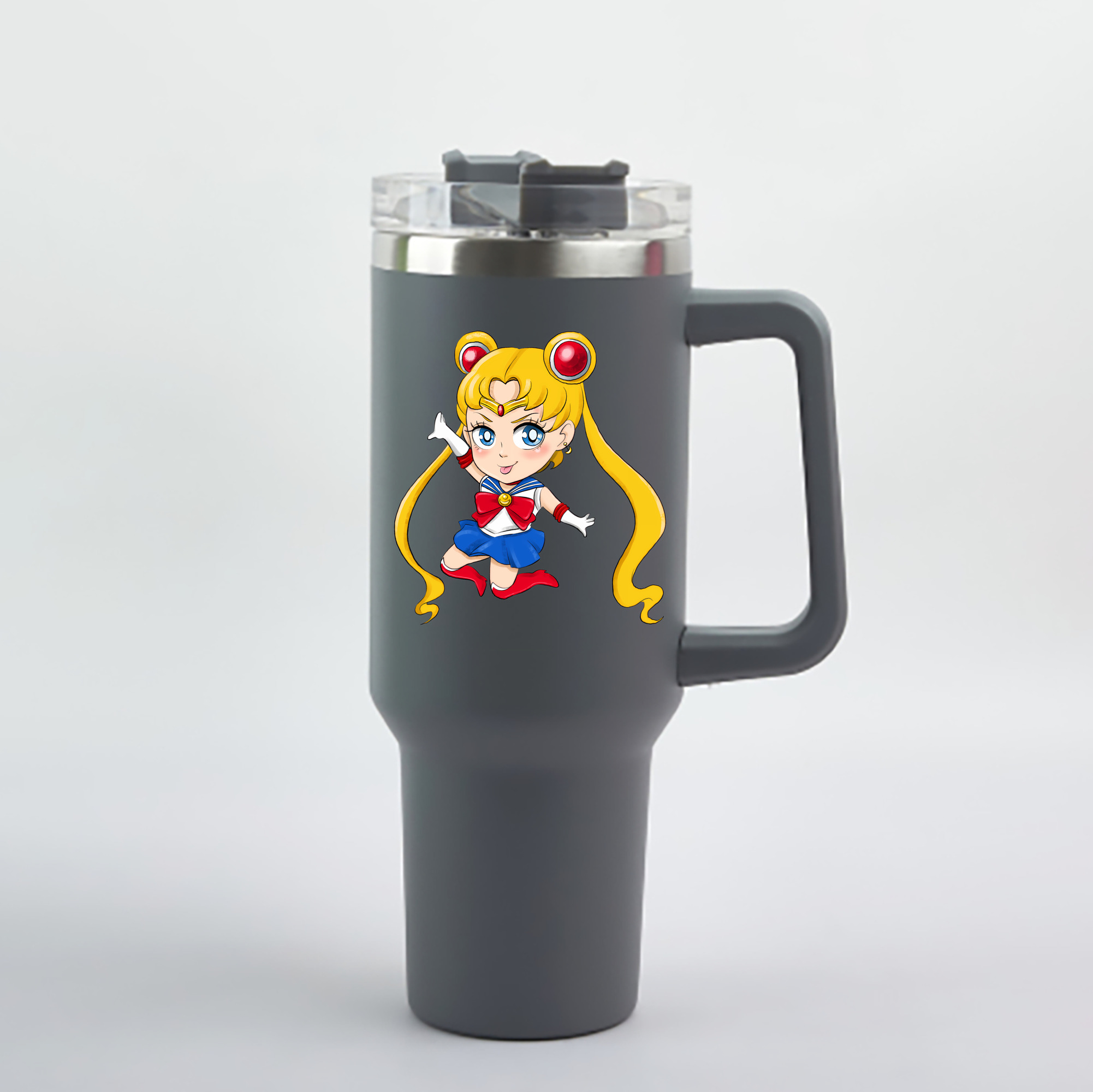 （画像用） 美少女戦士セーラームーン 月野 うさぎ つきの うさぎ Sailor Moon Tsukino Usagi 1200mL車用タンブラー - クリスタルステッカー（プラスチックストロー付き）