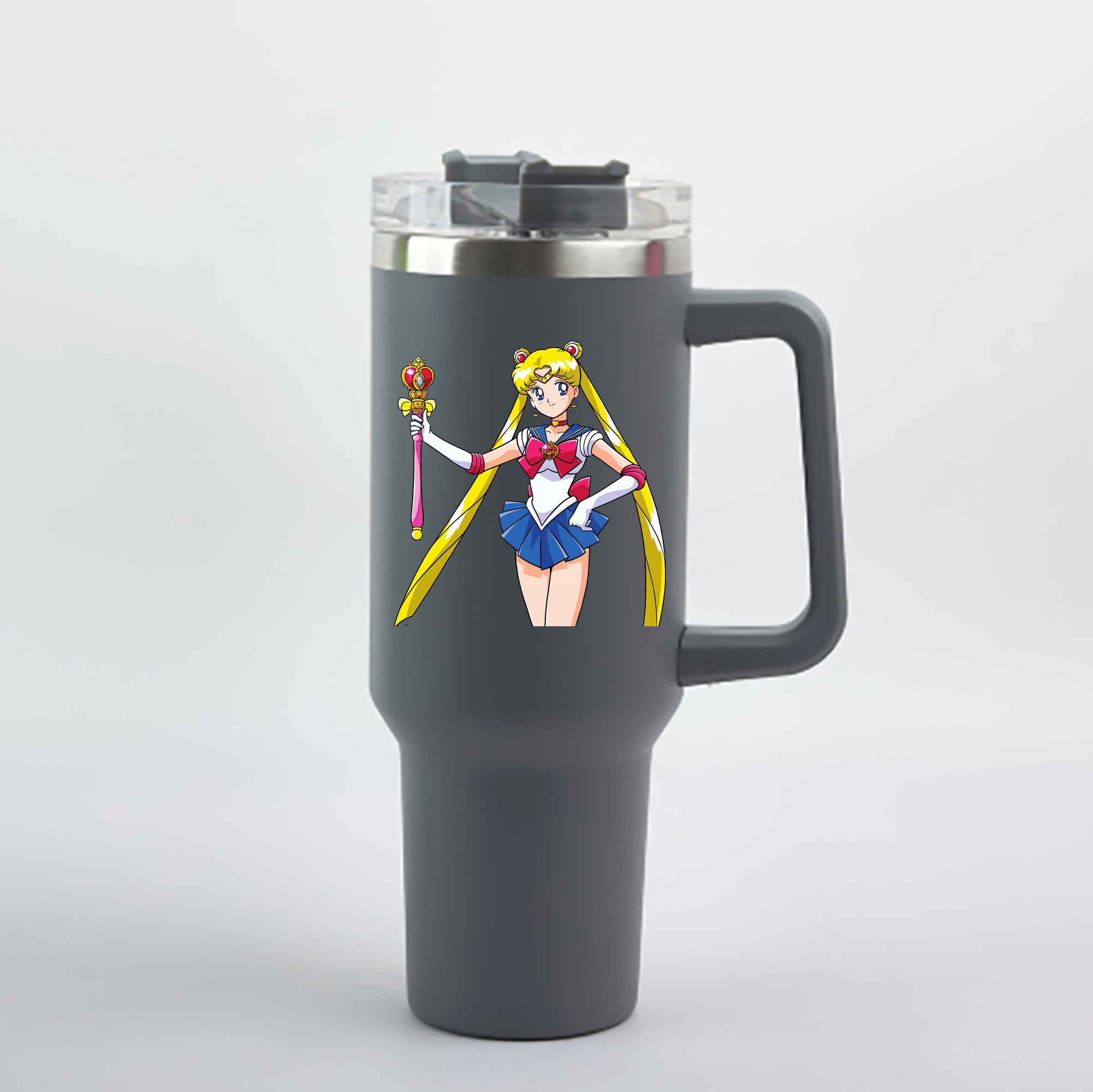 （画像用） 美少女戦士セーラームーン 月野 うさぎ つきの うさぎ Sailor Moon Tsukino Usagi 1200mL車用タンブラー - クリスタルステッカー（プラスチックストロー付き）