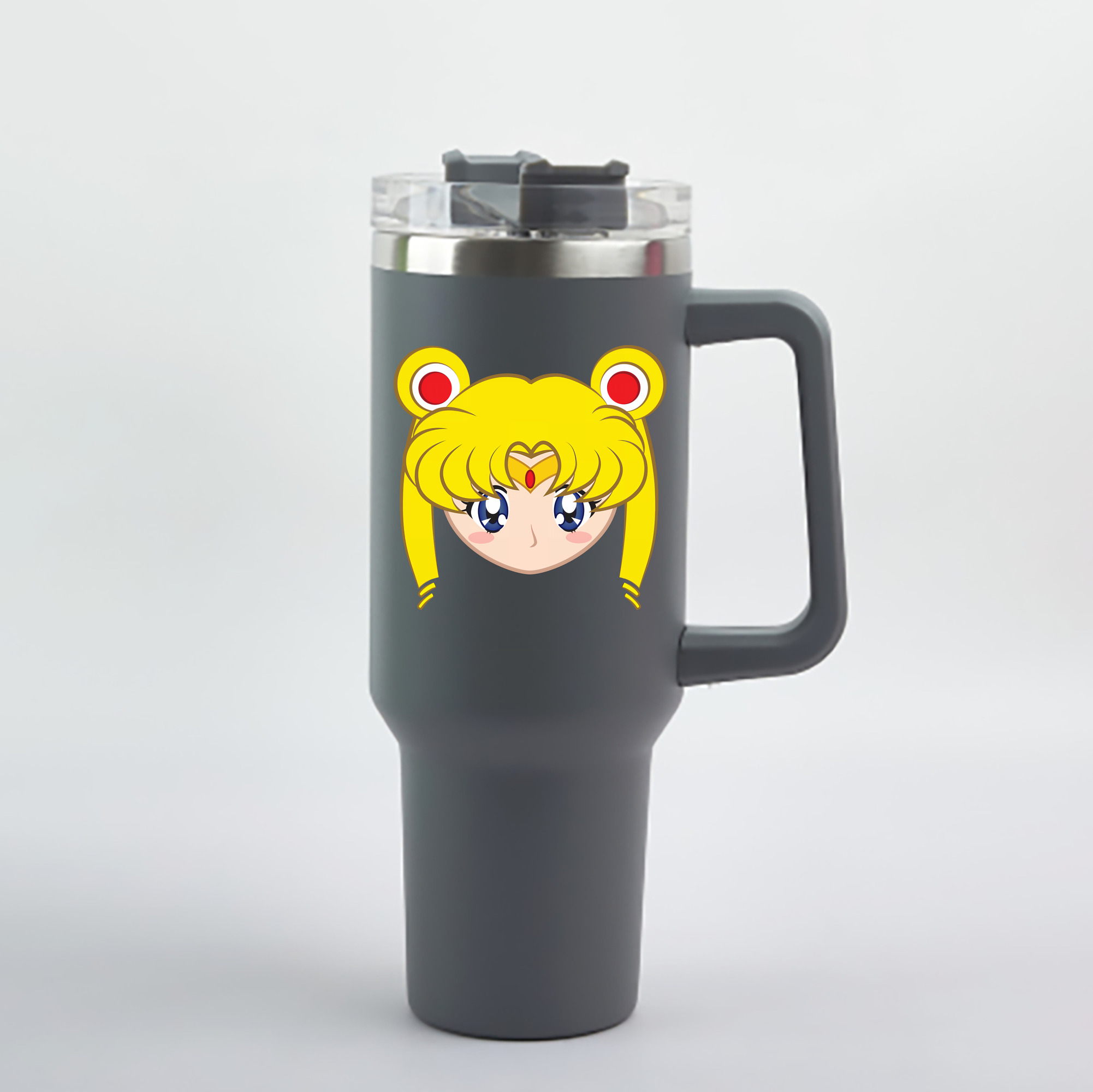 （画像用） 美少女戦士セーラームーン 月野 うさぎ つきの うさぎ Sailor Moon Tsukino Usagi 1200mL車用タンブラー - クリスタルステッカー（プラスチックストロー付き）