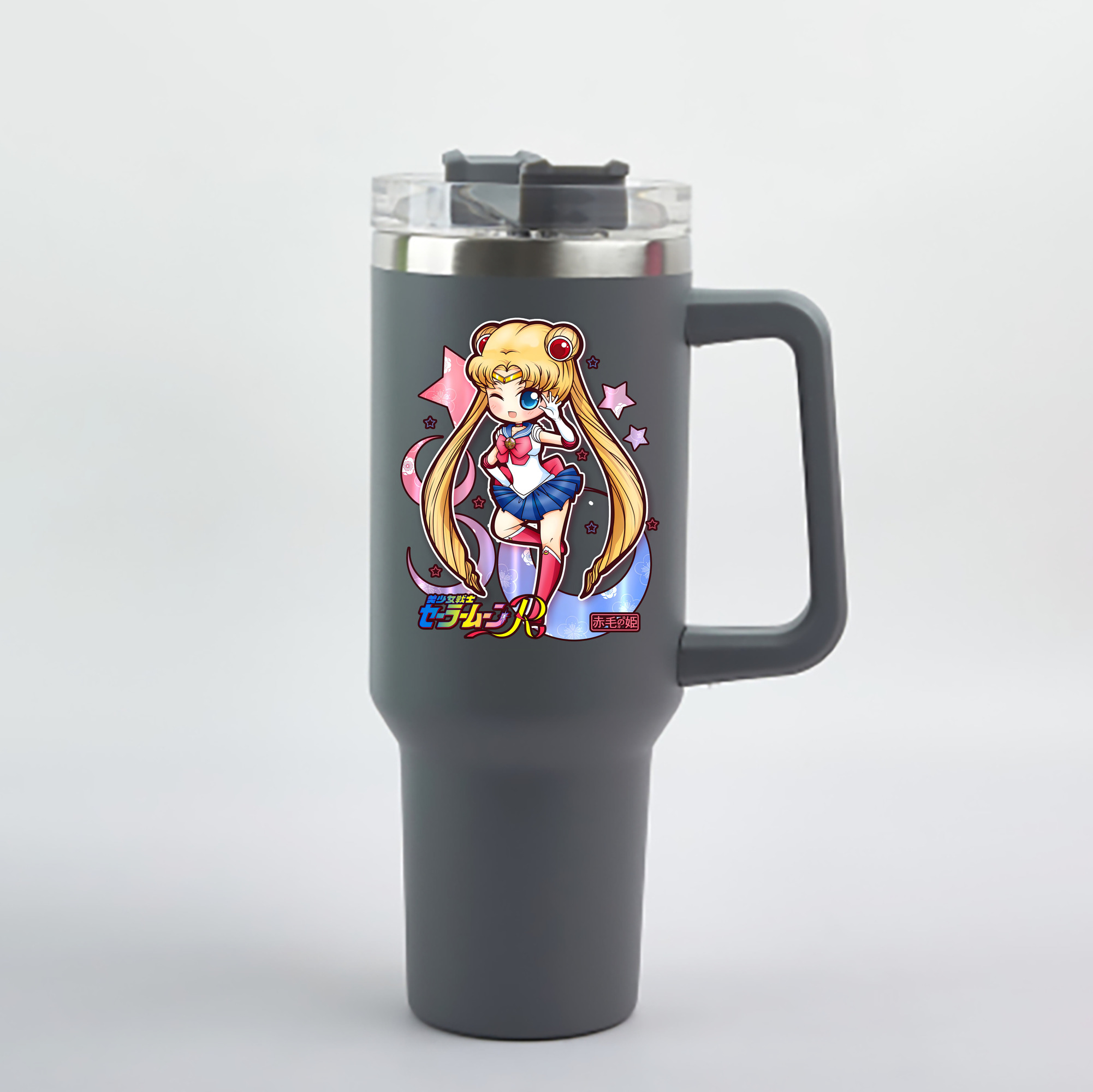 （画像用） 美少女戦士セーラームーン 月野 うさぎ つきの うさぎ Sailor Moon Tsukino Usagi 1200mL車用タンブラー - クリスタルステッカー（プラスチックストロー付き）