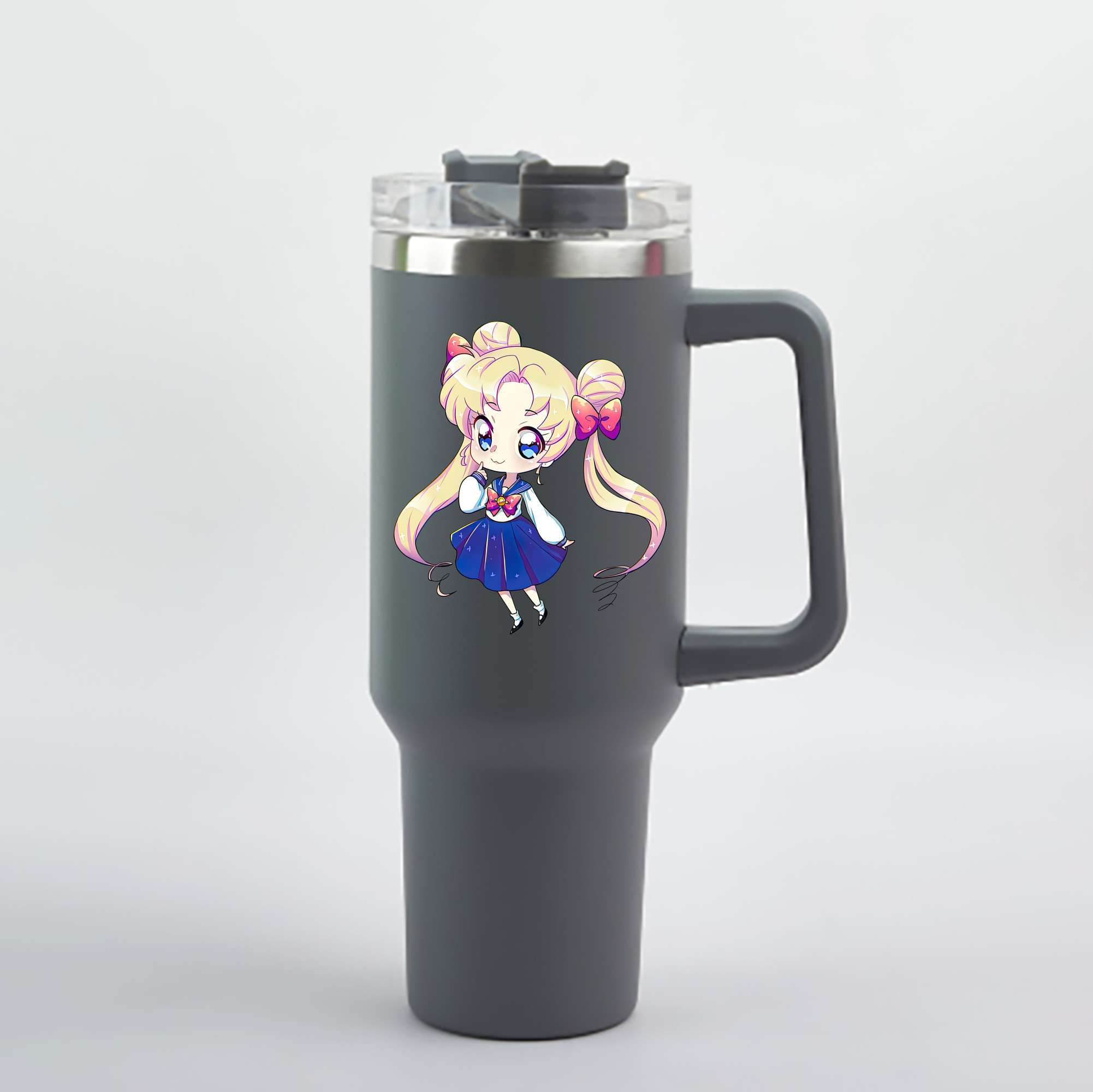 （画像用） 美少女戦士セーラームーン 月野 うさぎ つきの うさぎ Sailor Moon Tsukino Usagi 1200mL車用タンブラー - クリスタルステッカー（プラスチックストロー付き）