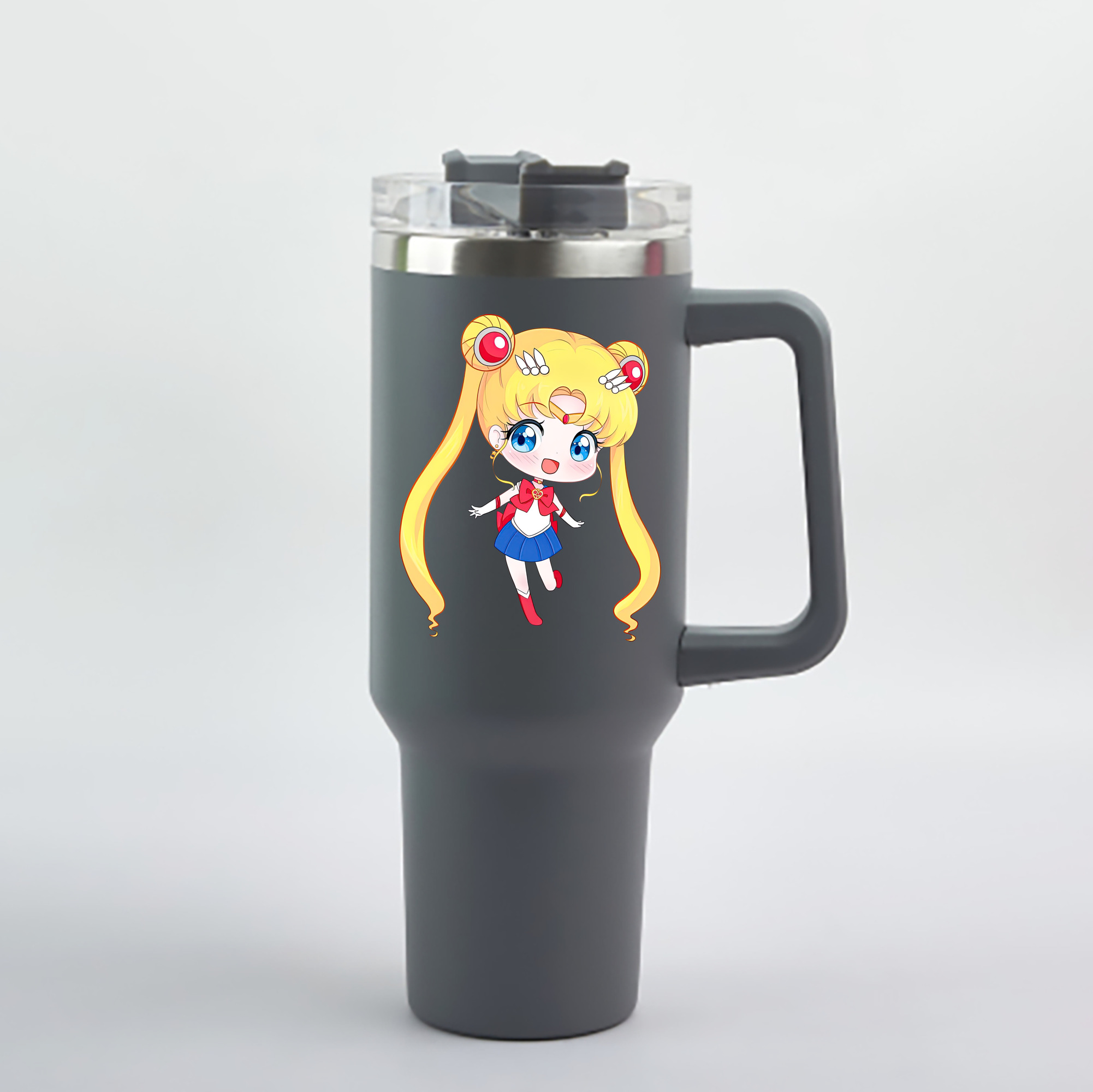 （画像用） 美少女戦士セーラームーン 月野 うさぎ つきの うさぎ Sailor Moon Tsukino Usagi 1200mL車用タンブラー - クリスタルステッカー（プラスチックストロー付き）