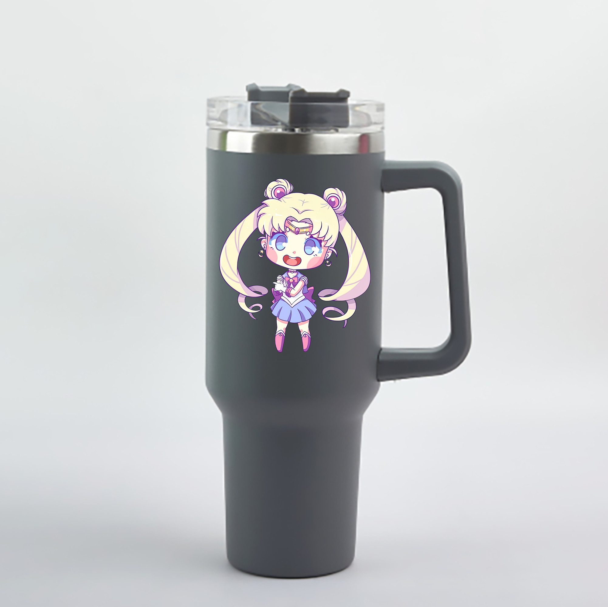 （画像用） 美少女戦士セーラームーン 月野 うさぎ つきの うさぎ Sailor Moon Tsukino Usagi 1200mL車用タンブラー - クリスタルステッカー（プラスチックストロー付き）
