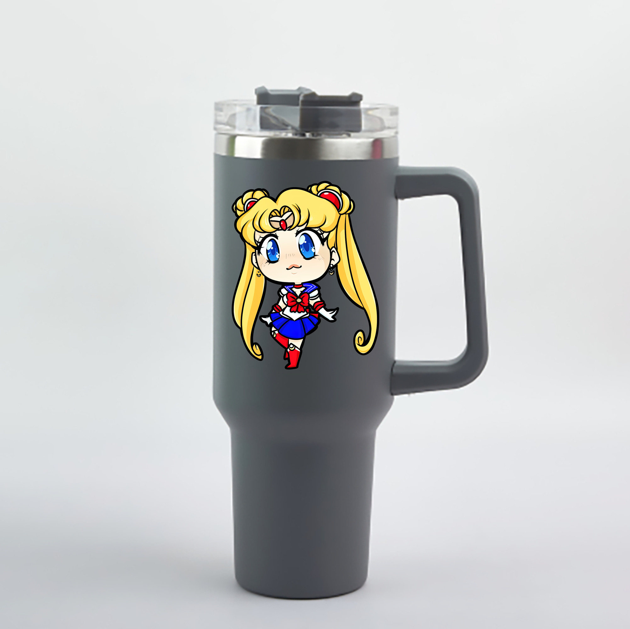 （画像用） 美少女戦士セーラームーン 月野 うさぎ つきの うさぎ Sailor Moon Tsukino Usagi 1200mL車用タンブラー - クリスタルステッカー（プラスチックストロー付き）
