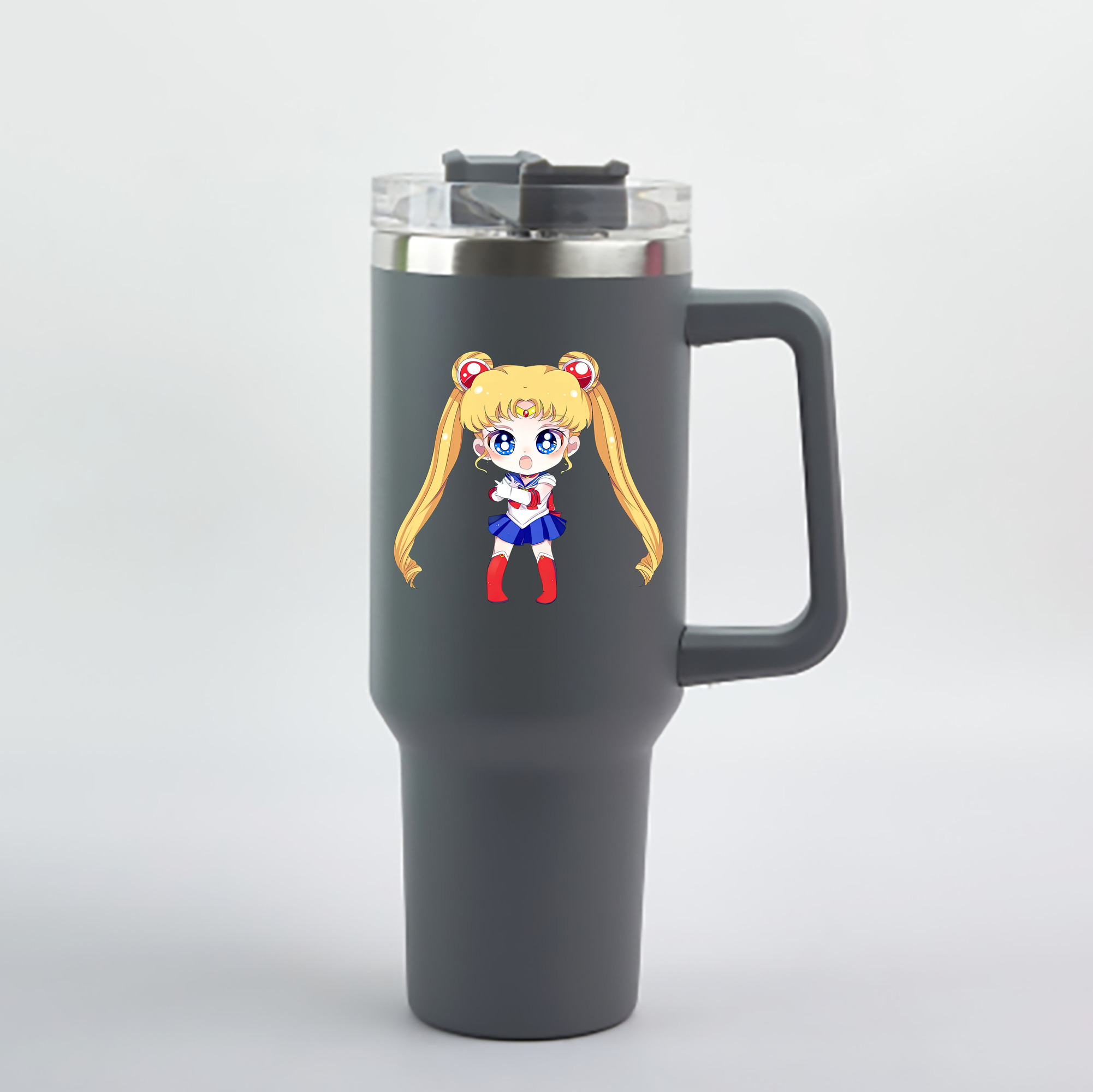 （画像用） 美少女戦士セーラームーン 月野 うさぎ つきの うさぎ Sailor Moon Tsukino Usagi 1200mL車用タンブラー - クリスタルステッカー（プラスチックストロー付き）