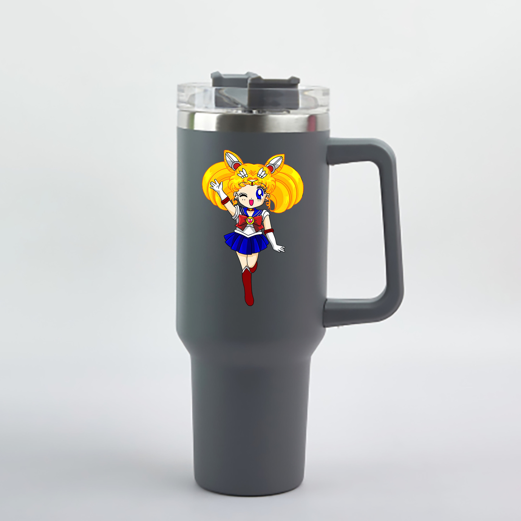 （画像用） 美少女戦士セーラームーン 月野 うさぎ つきの うさぎ Sailor Moon Tsukino Usagi 1200mL車用タンブラー - クリスタルステッカー（プラスチックストロー付き）