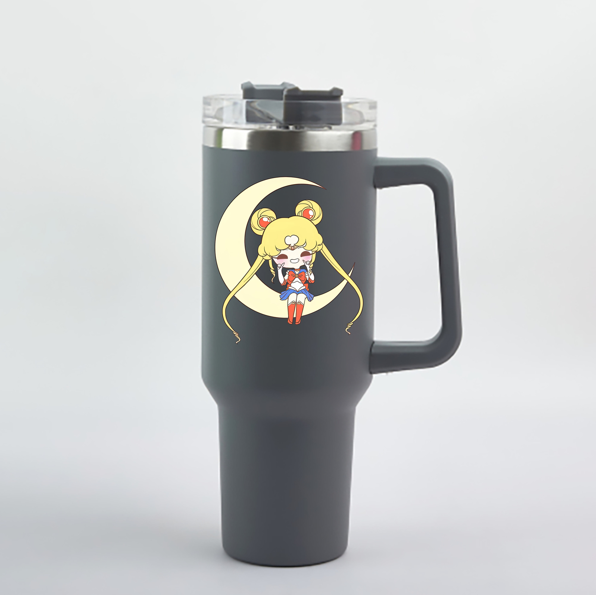 （画像用） 美少女戦士セーラームーン 月野 うさぎ つきの うさぎ Sailor Moon Tsukino Usagi 1200mL車用タンブラー - クリスタルステッカー（プラスチックストロー付き）