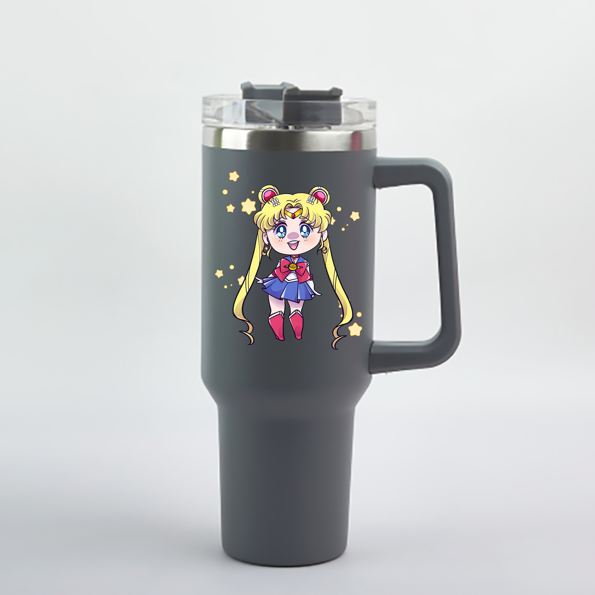 （画像用） 美少女戦士セーラームーン 月野 うさぎ つきの うさぎ Sailor Moon Tsukino Usagi 1200mL車用タンブラー - クリスタルステッカー（プラスチックストロー付き）