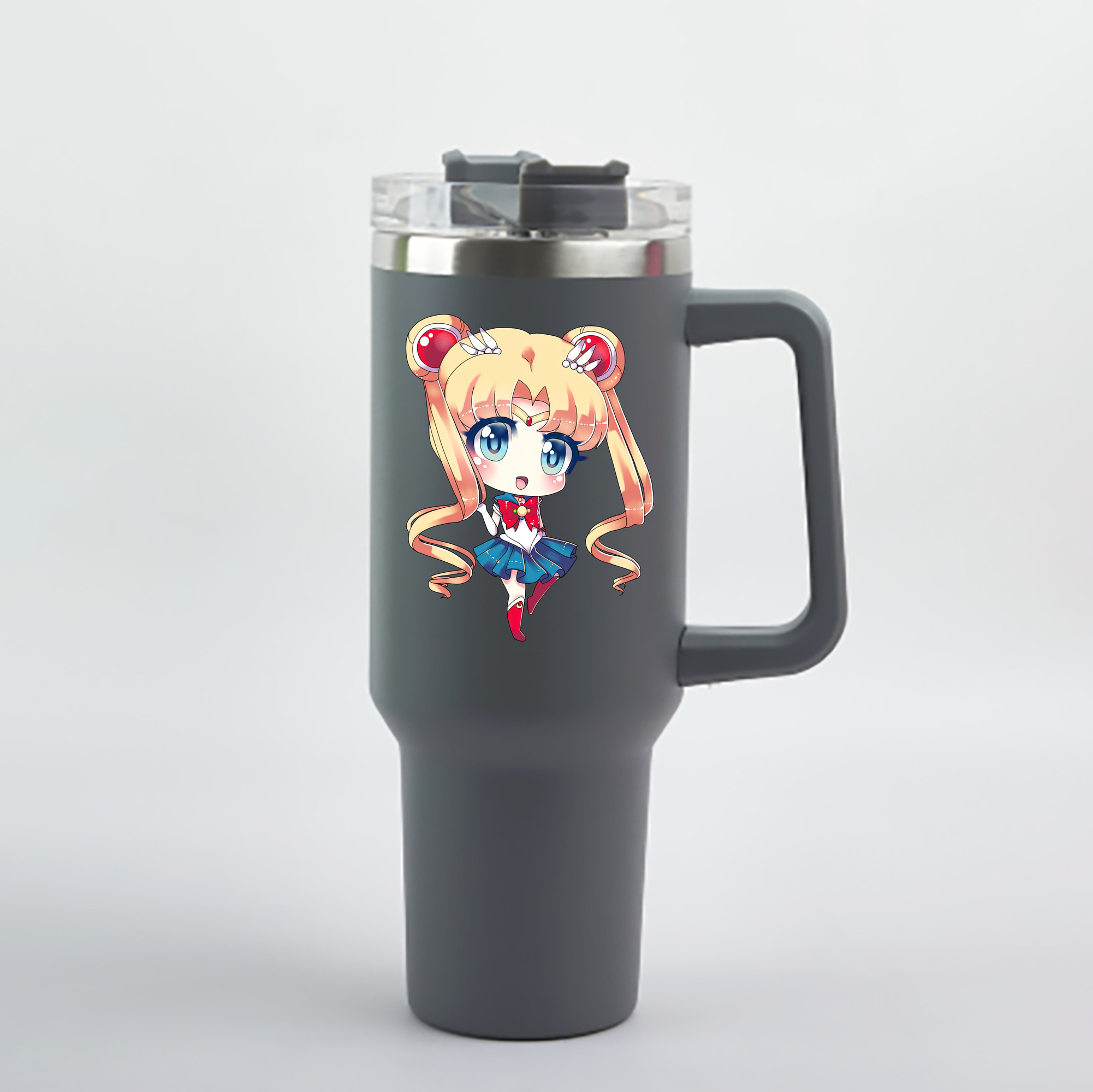 （画像用） 美少女戦士セーラームーン 月野 うさぎ つきの うさぎ Sailor Moon Tsukino Usagi 1200mL車用タンブラー - クリスタルステッカー（プラスチックストロー付き）