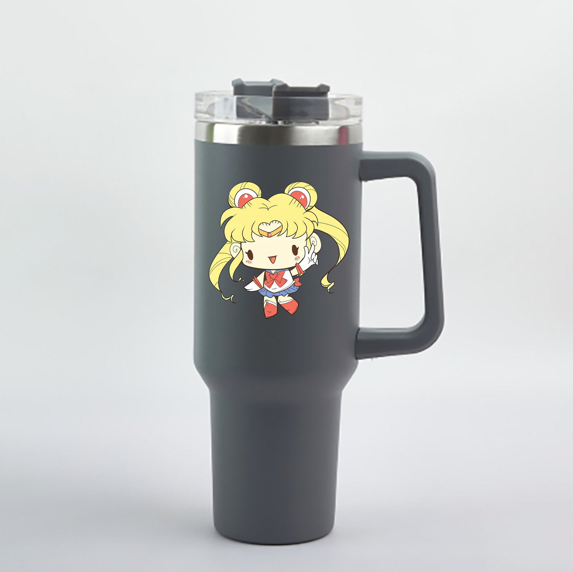 （画像用） 美少女戦士セーラームーン 月野 うさぎ つきの うさぎ Sailor Moon Tsukino Usagi 1200mL車用タンブラー - クリスタルステッカー（プラスチックストロー付き）