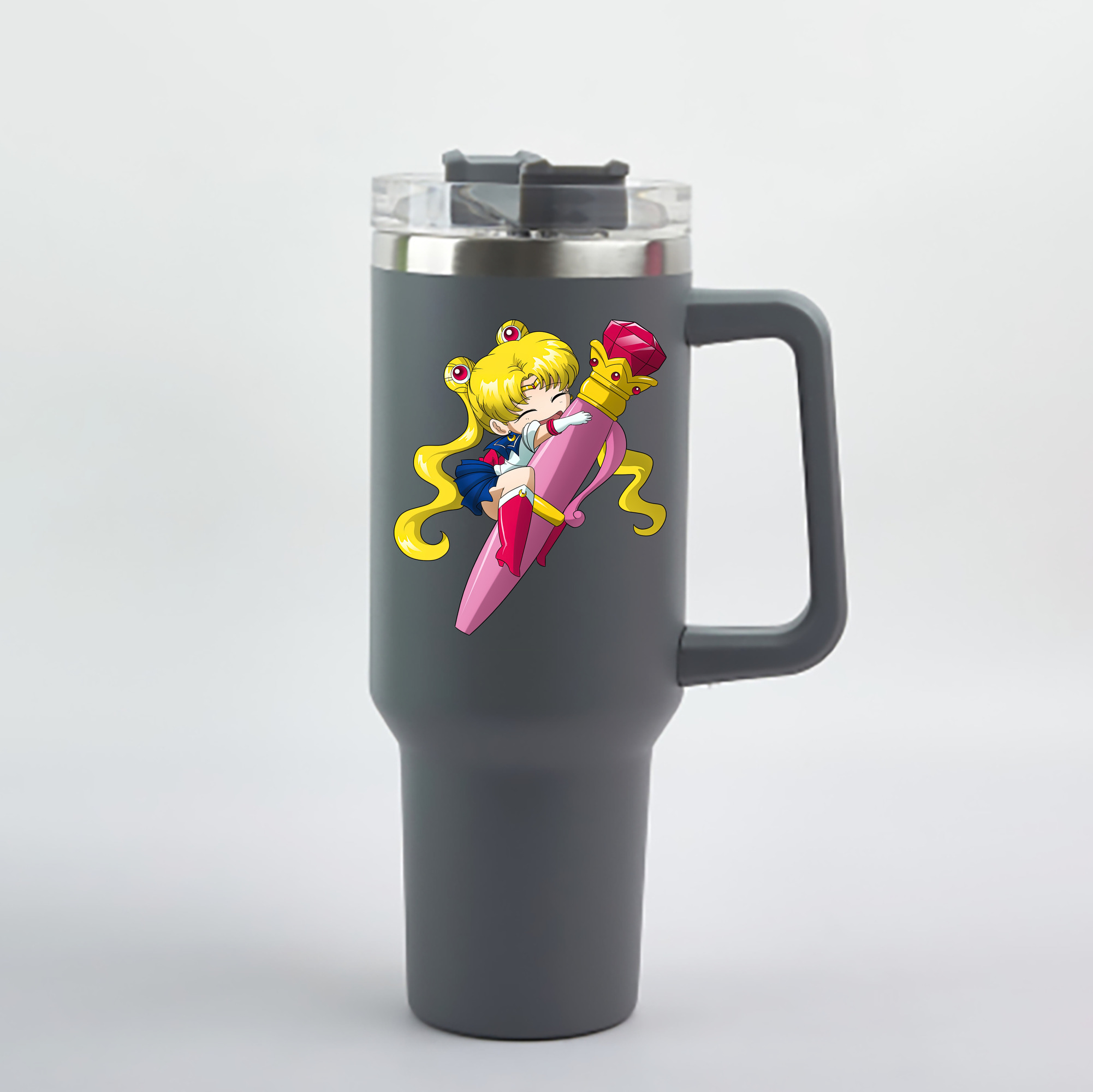（画像用） 美少女戦士セーラームーン 月野 うさぎ つきの うさぎ Sailor Moon Tsukino Usagi 1200mL車用タンブラー - クリスタルステッカー（プラスチックストロー付き）