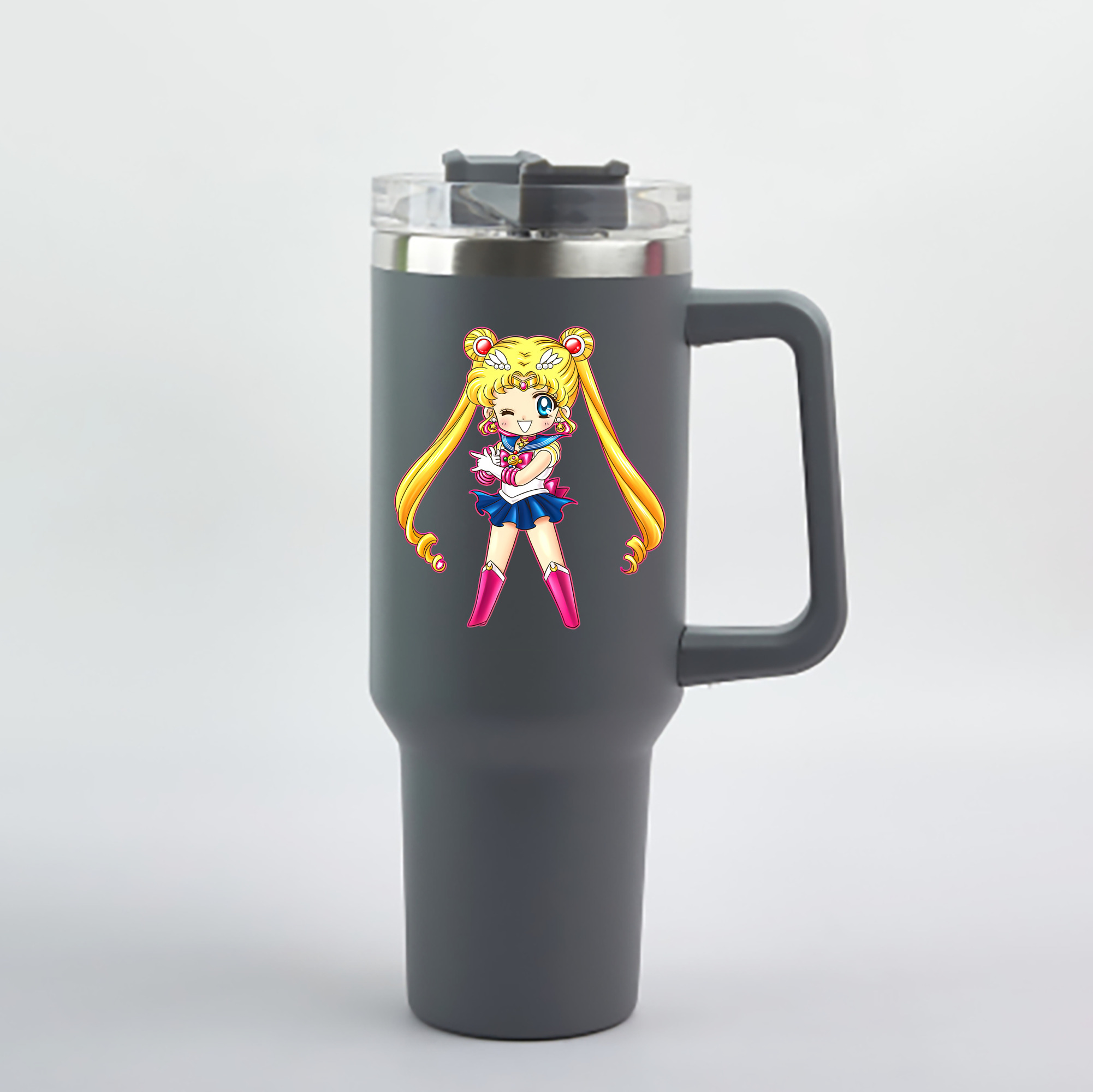 （画像用） 美少女戦士セーラームーン 月野 うさぎ つきの うさぎ Sailor Moon Tsukino Usagi 1200mL車用タンブラー - クリスタルステッカー（プラスチックストロー付き）