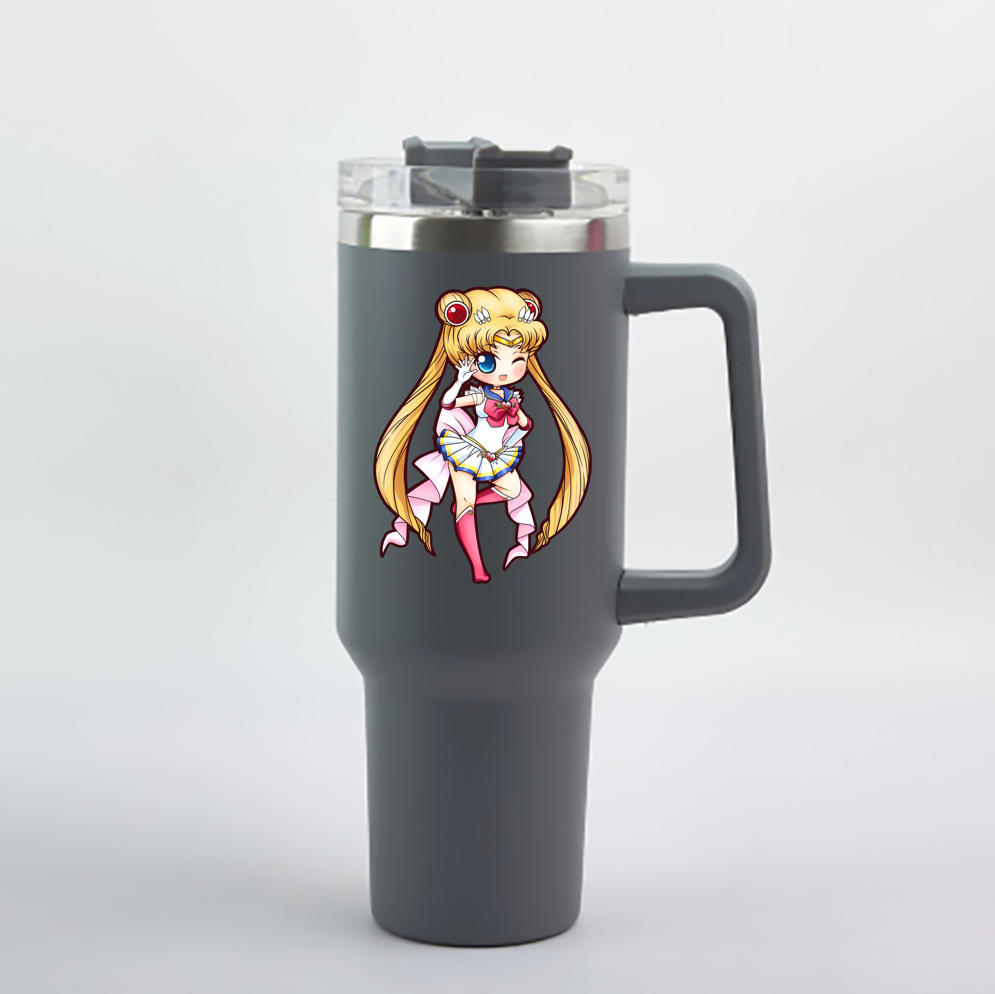 （画像用） 美少女戦士セーラームーン 月野 うさぎ つきの うさぎ Sailor Moon Tsukino Usagi 1200mL車用タンブラー - クリスタルステッカー（プラスチックストロー付き）