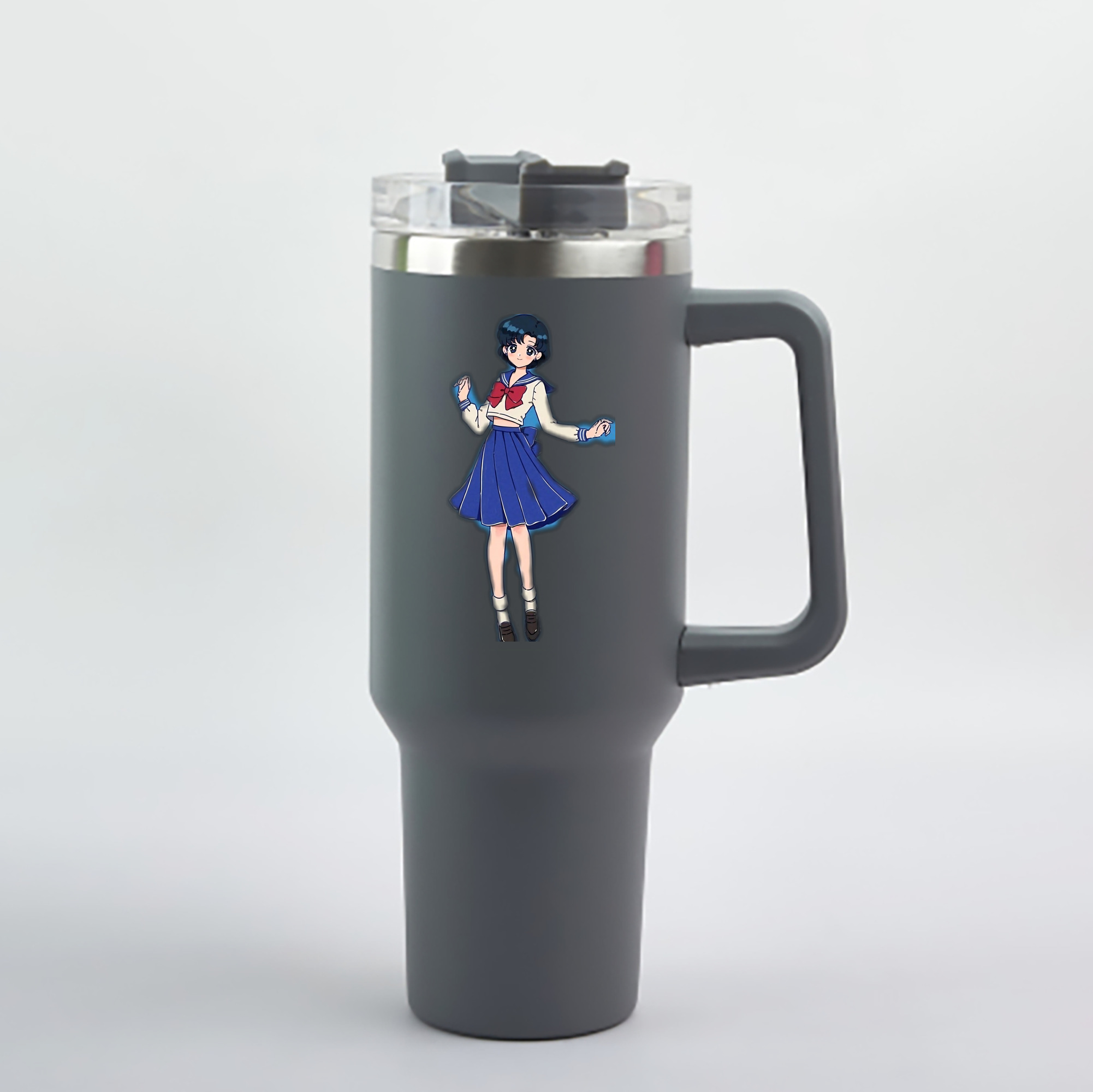 （画像用） 美少女戦士セーラームーン 水野 亜美 みずの あみ Sailor Moon Mizuno Ami 1200mL車用タンブラー - クリスタルステッカー（プラスチックストロー付き）