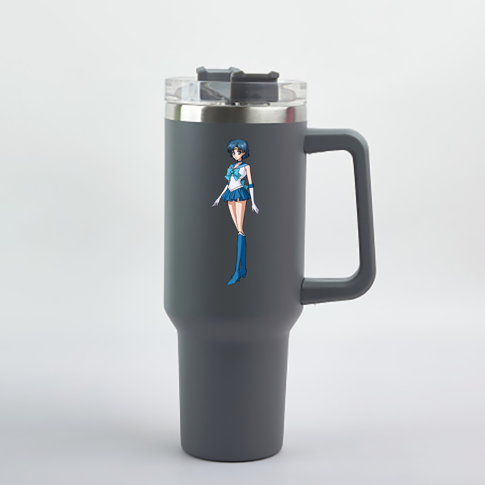 （画像用） 美少女戦士セーラームーン 水野 亜美 みずの あみ Sailor Moon Mizuno Ami 1200mL車用タンブラー - クリスタルステッカー（プラスチックストロー付き）