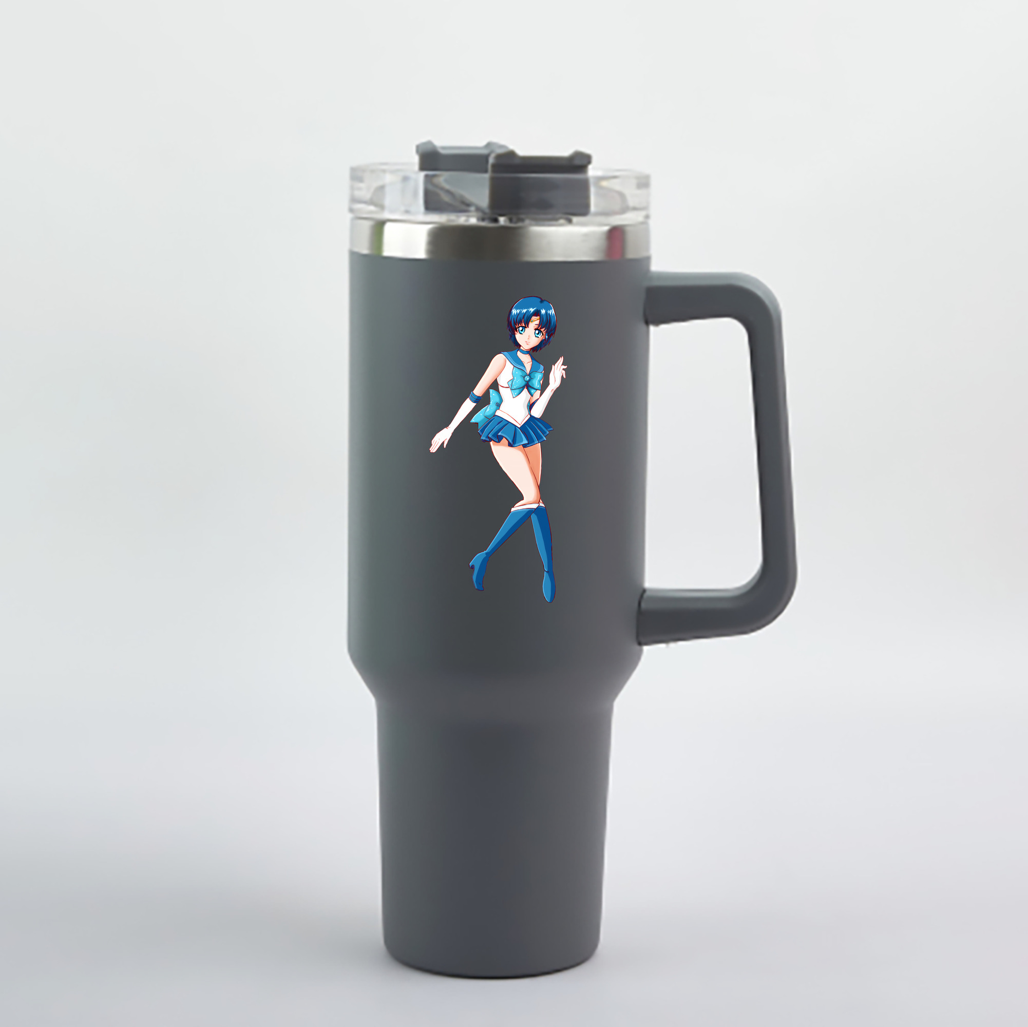 （画像用） 美少女戦士セーラームーン 水野 亜美 みずの あみ Sailor Moon Mizuno Ami 1200mL車用タンブラー - クリスタルステッカー（プラスチックストロー付き）