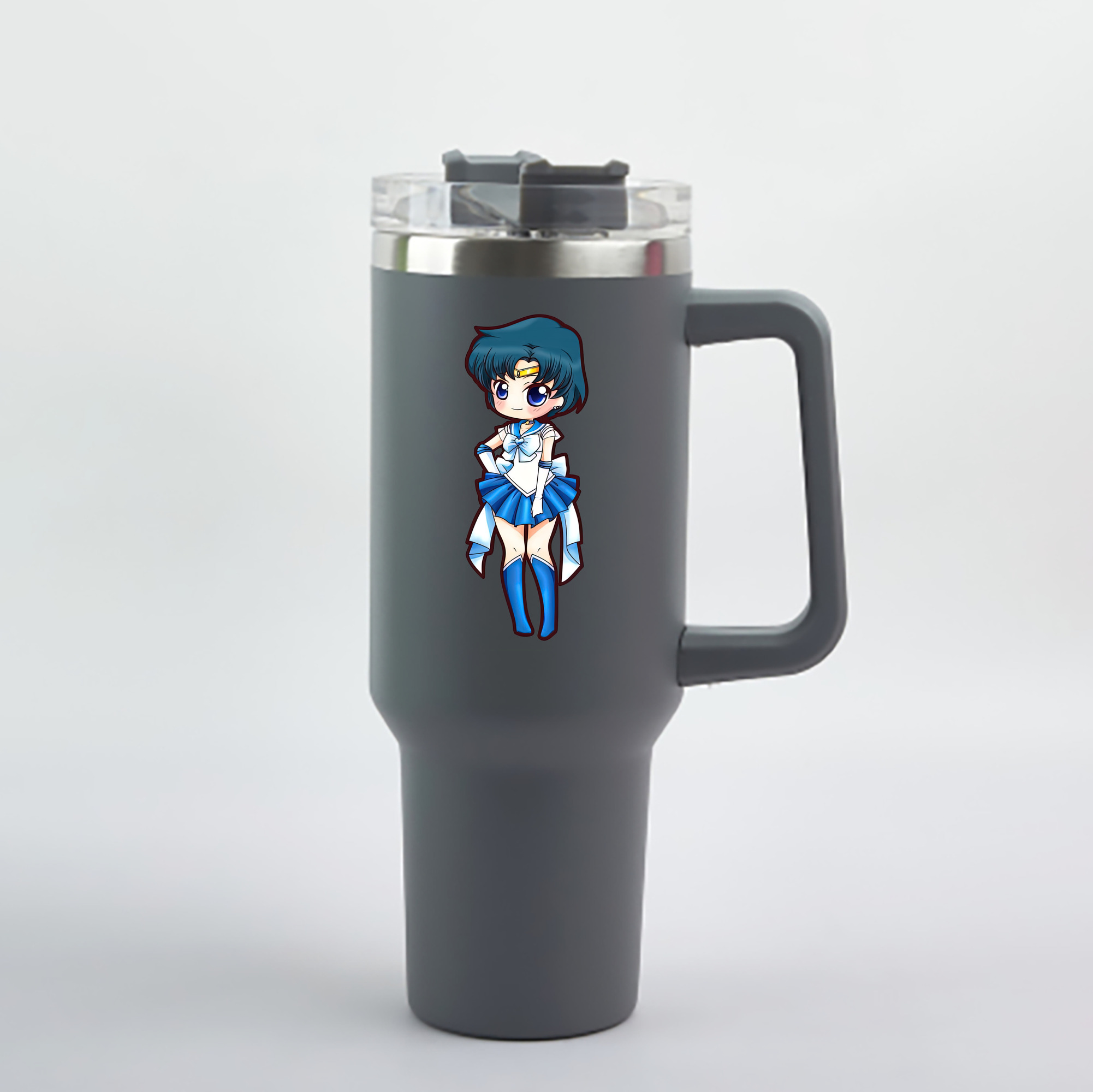 （画像用） 美少女戦士セーラームーン 水野 亜美 みずの あみ Sailor Moon Mizuno Ami 1200mL車用タンブラー - クリスタルステッカー（プラスチックストロー付き）
