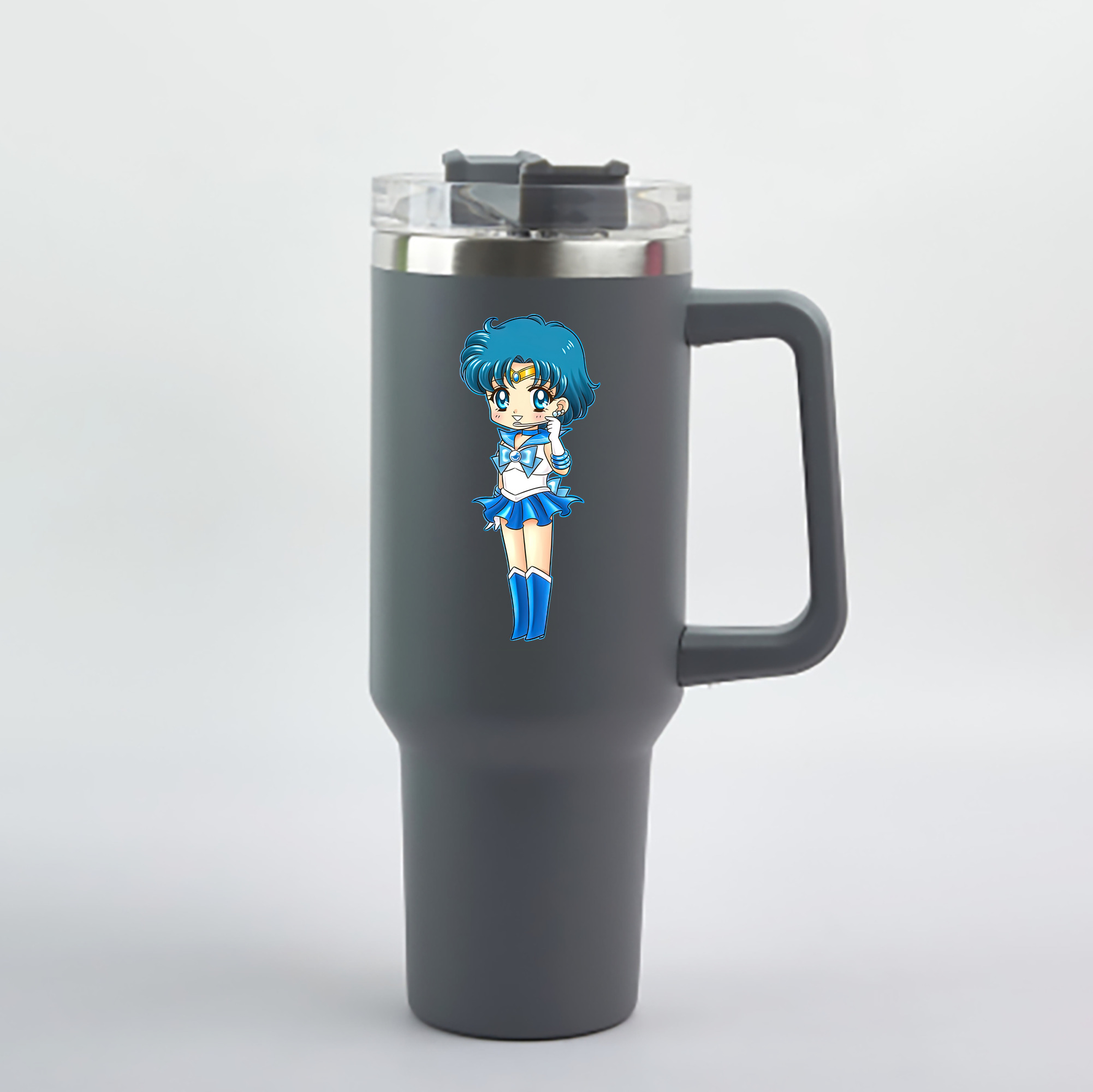 （画像用） 美少女戦士セーラームーン 水野 亜美 みずの あみ Sailor Moon Mizuno Ami 1200mL車用タンブラー - クリスタルステッカー（プラスチックストロー付き）