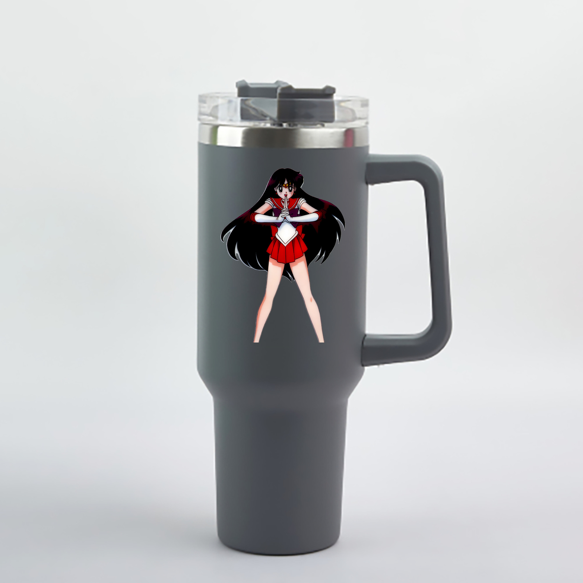 （画像用） 美少女戦士セーラームーン 火野レイ ひの レイ Sailor Moon Hino Rei （セーラーマーズ,Sailor Mars） 1200mL車用タンブラー - クリスタルステッカー（プラスチックストロー付き）
