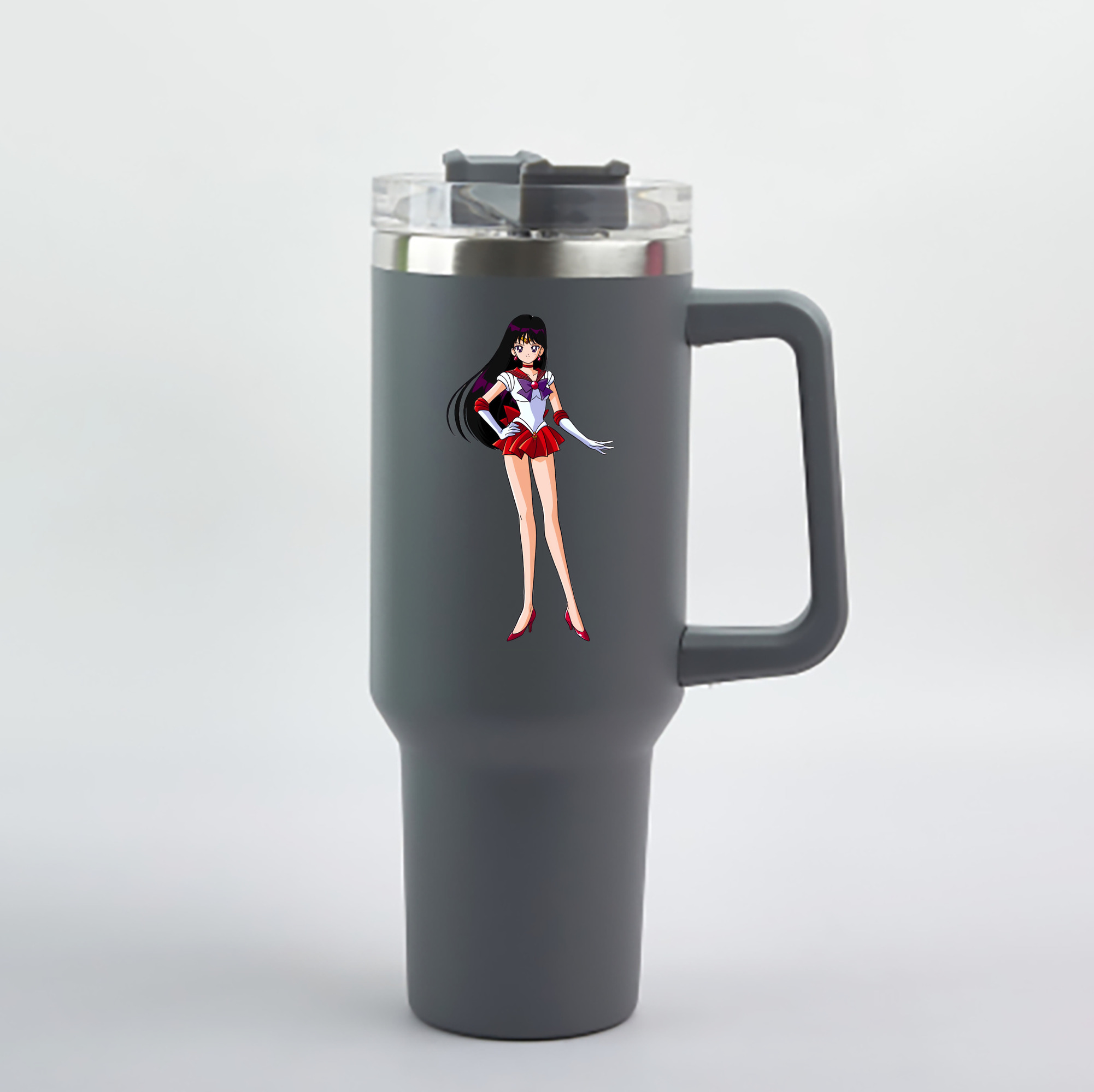 （画像用） 美少女戦士セーラームーン 火野レイ ひの レイ Sailor Moon Hino Rei （セーラーマーズ,Sailor Mars） 1200mL車用タンブラー - クリスタルステッカー（プラスチックストロー付き）