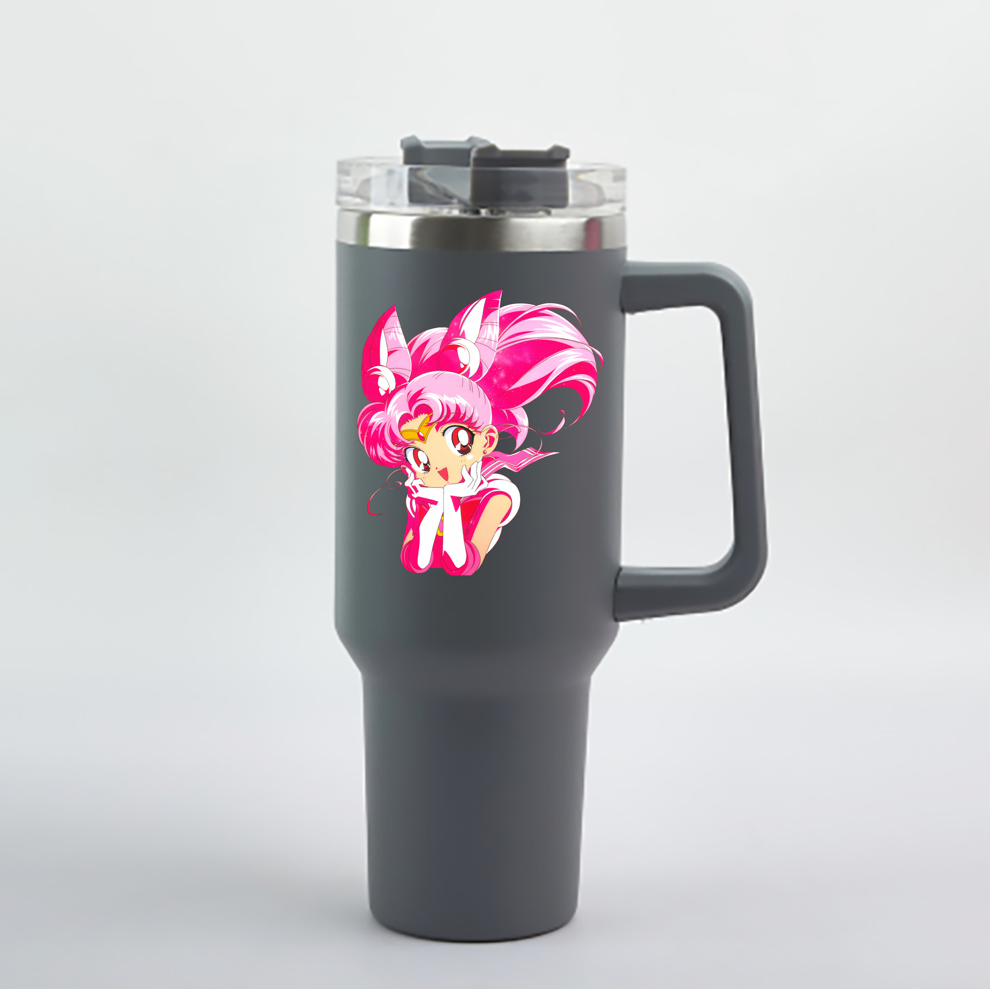（画像用） 美少女戦士セーラームーン ちびうさ Sailor Moon Chibiusa Tsukino Usagi Small Lady Serenity 1200mL車用タンブラー - クリスタルステッカー（プラスチックストロー付き）