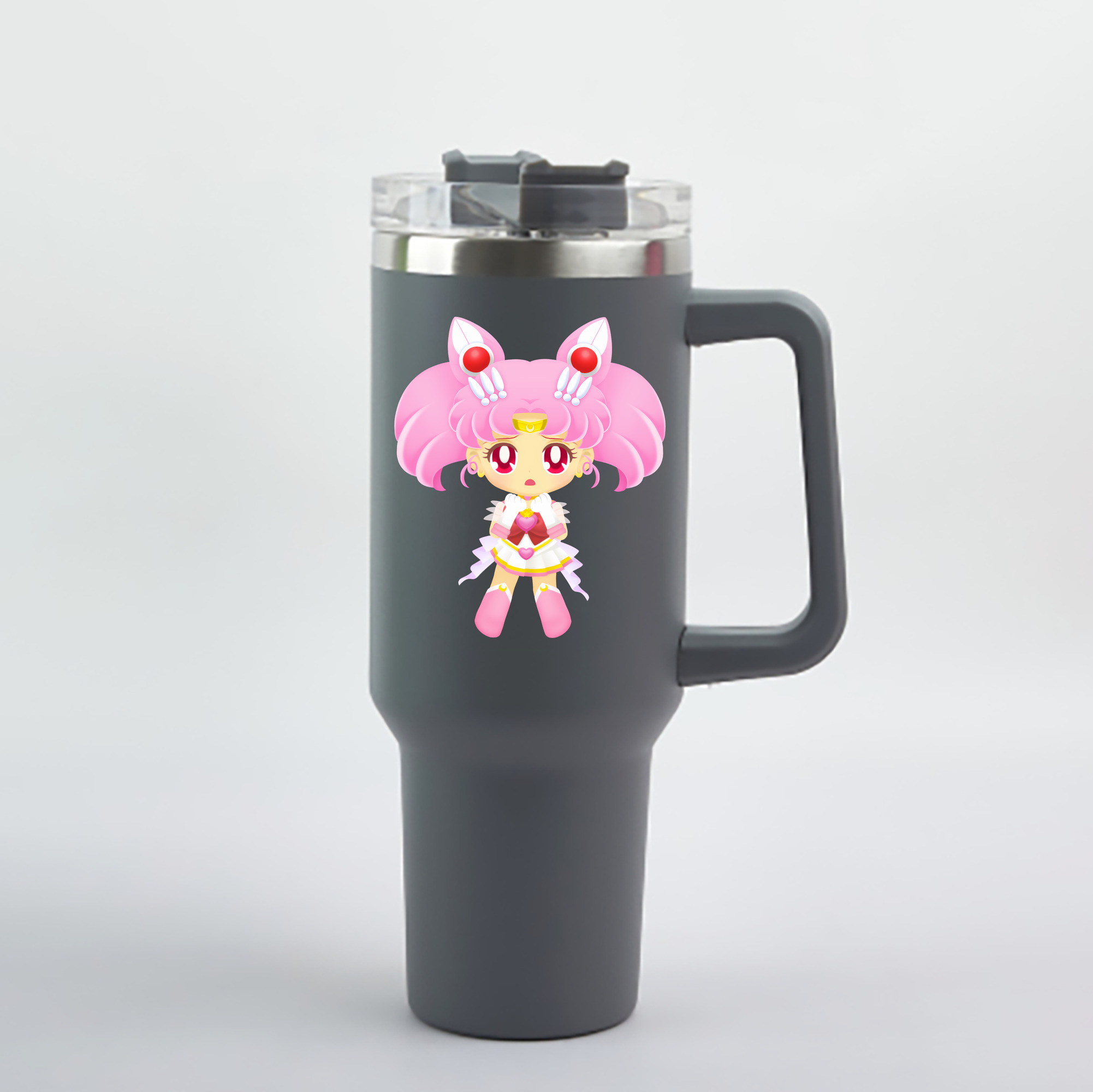 （画像用） 美少女戦士セーラームーン ちびうさ Sailor Moon Chibiusa Tsukino Usagi Small Lady Serenity 1200mL車用タンブラー - クリスタルステッカー（プラスチックストロー付き）