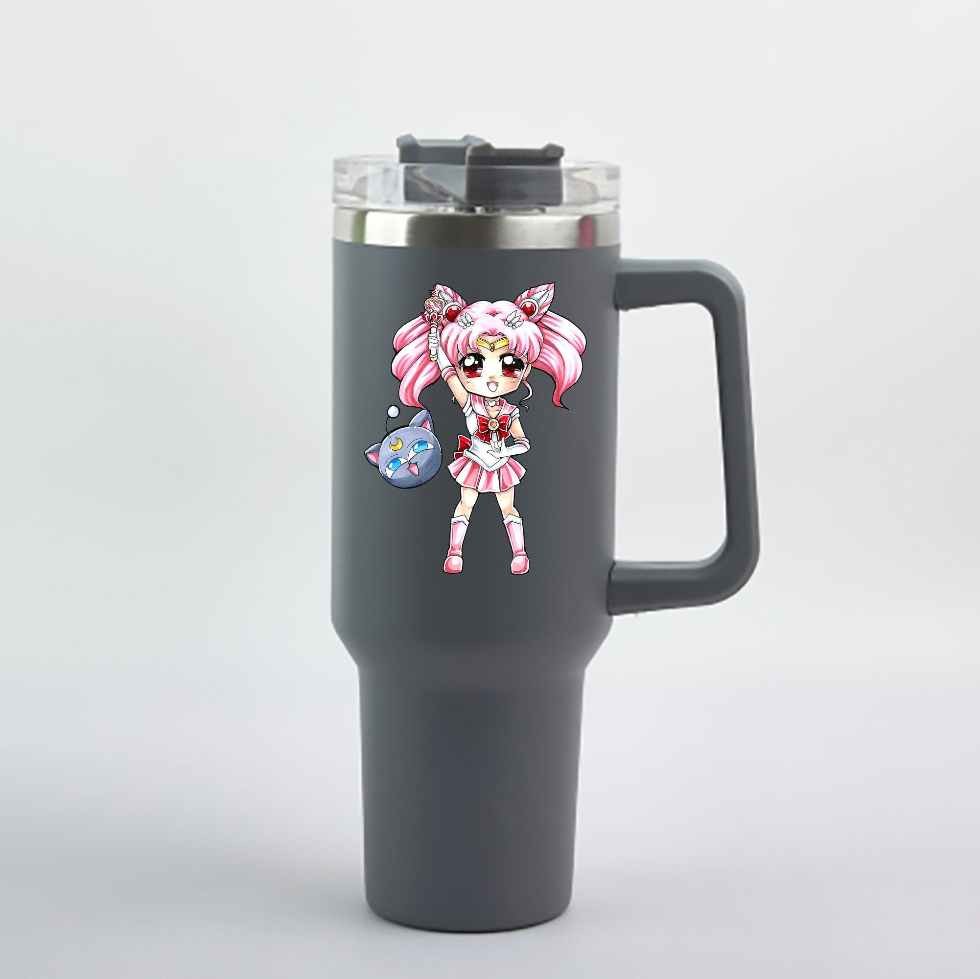 （画像用） 美少女戦士セーラームーン ちびうさ Sailor Moon Chibiusa Tsukino Usagi Small Lady Serenity 1200mL車用タンブラー - クリスタルステッカー（プラスチックストロー付き）