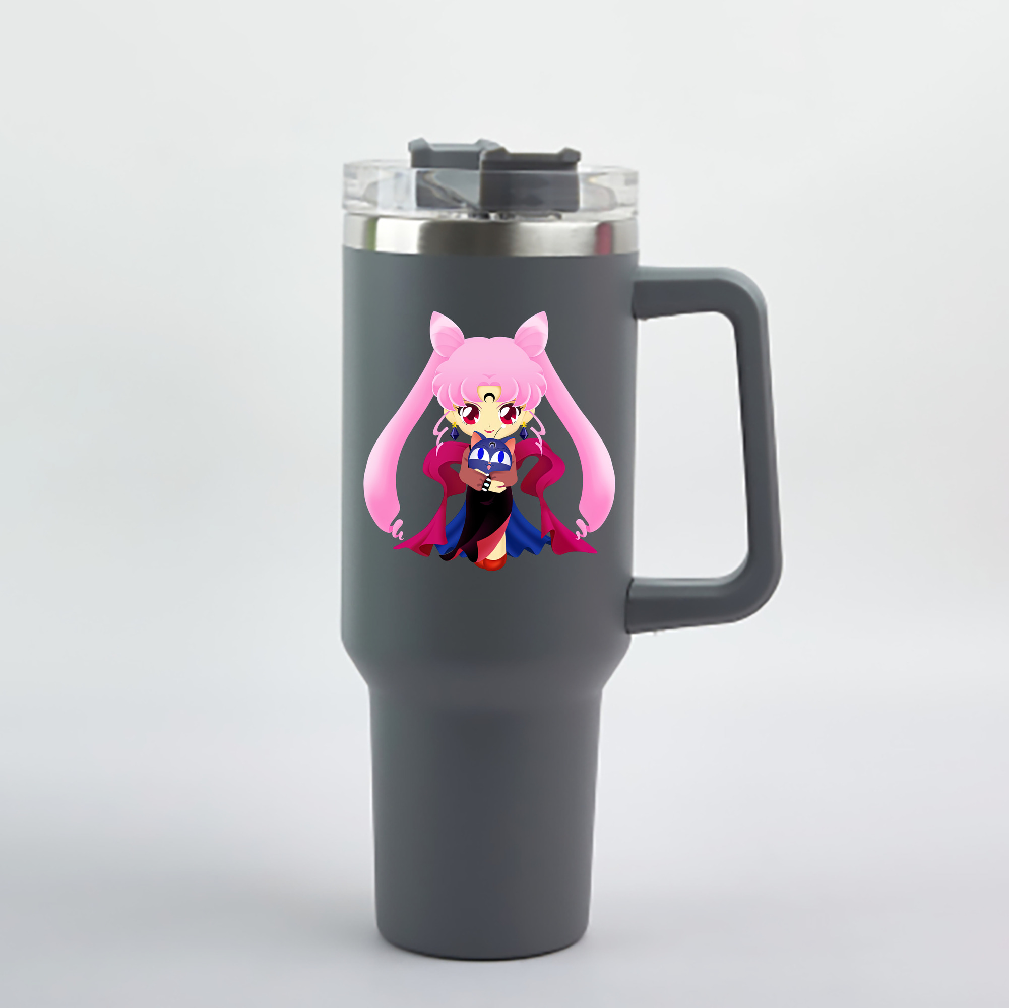 （画像用） 美少女戦士セーラームーン ちびうさ Sailor Moon Chibiusa Tsukino Usagi Small Lady Serenity 1200mL車用タンブラー - クリスタルステッカー（プラスチックストロー付き）