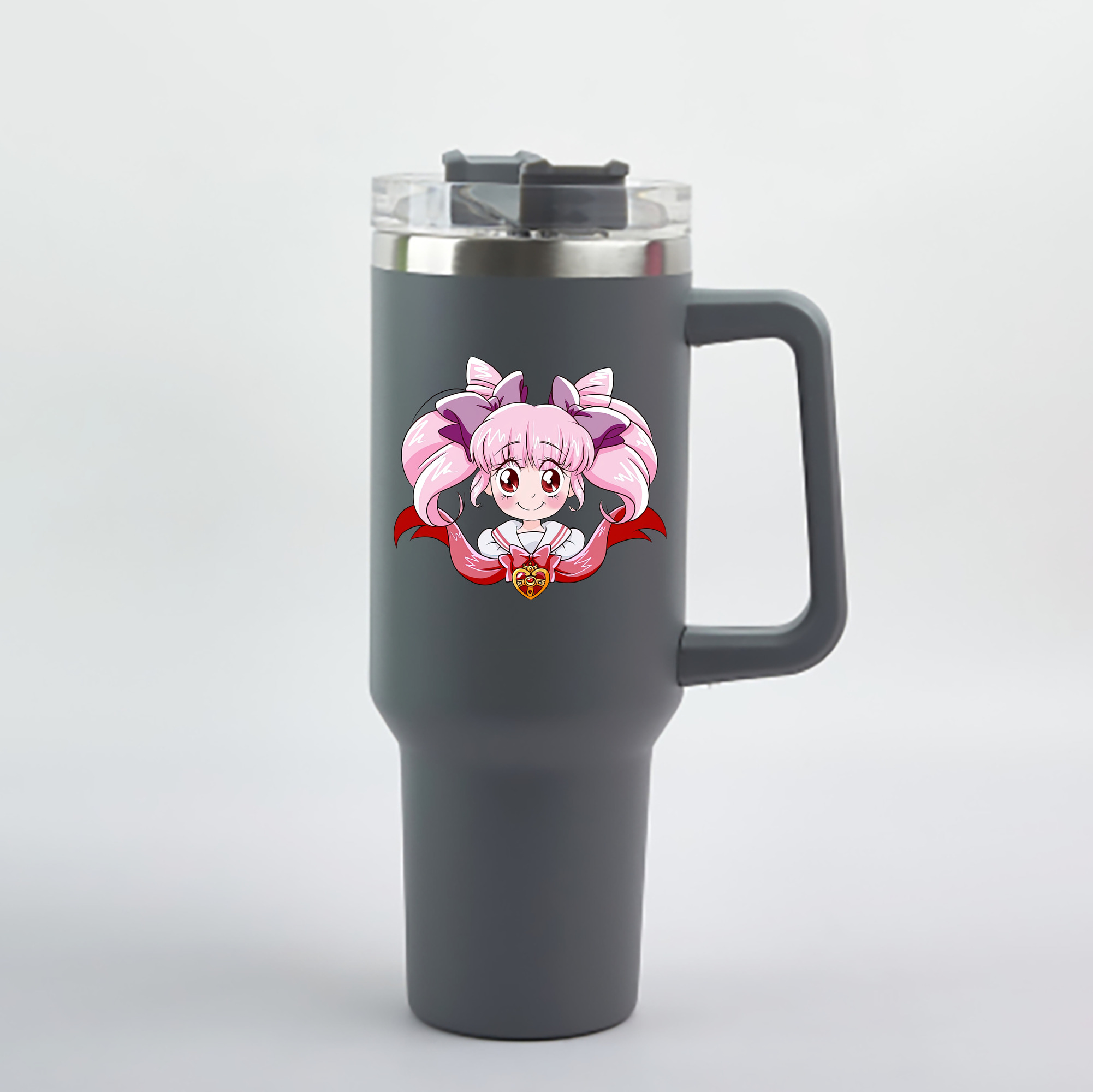（画像用） 美少女戦士セーラームーン ちびうさ Sailor Moon Chibiusa Tsukino Usagi Small Lady Serenity 1200mL車用タンブラー - クリスタルステッカー（プラスチックストロー付き）