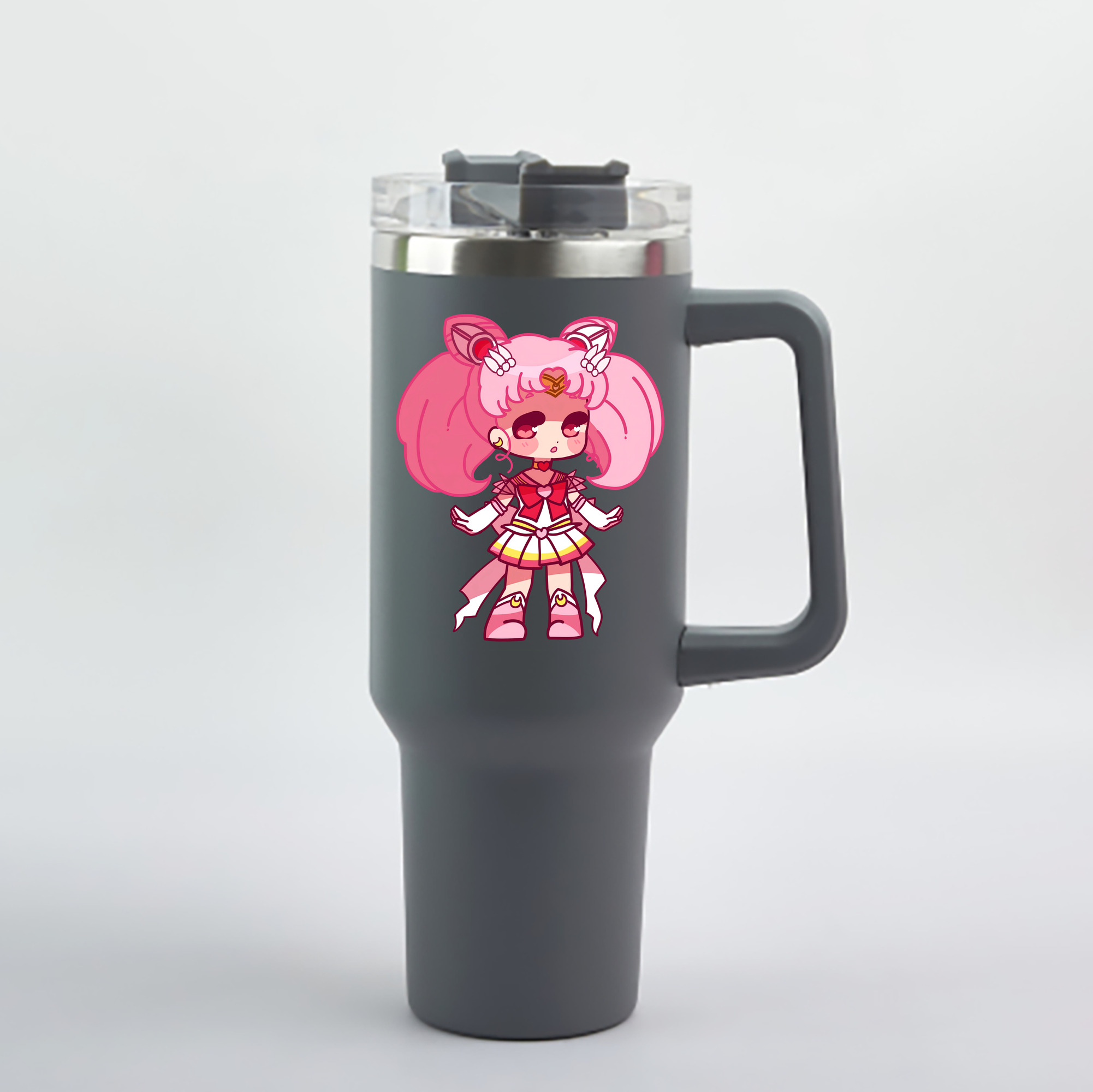 （画像用） 美少女戦士セーラームーン ちびうさ Sailor Moon Chibiusa Tsukino Usagi Small Lady Serenity 1200mL車用タンブラー - クリスタルステッカー（プラスチックストロー付き）