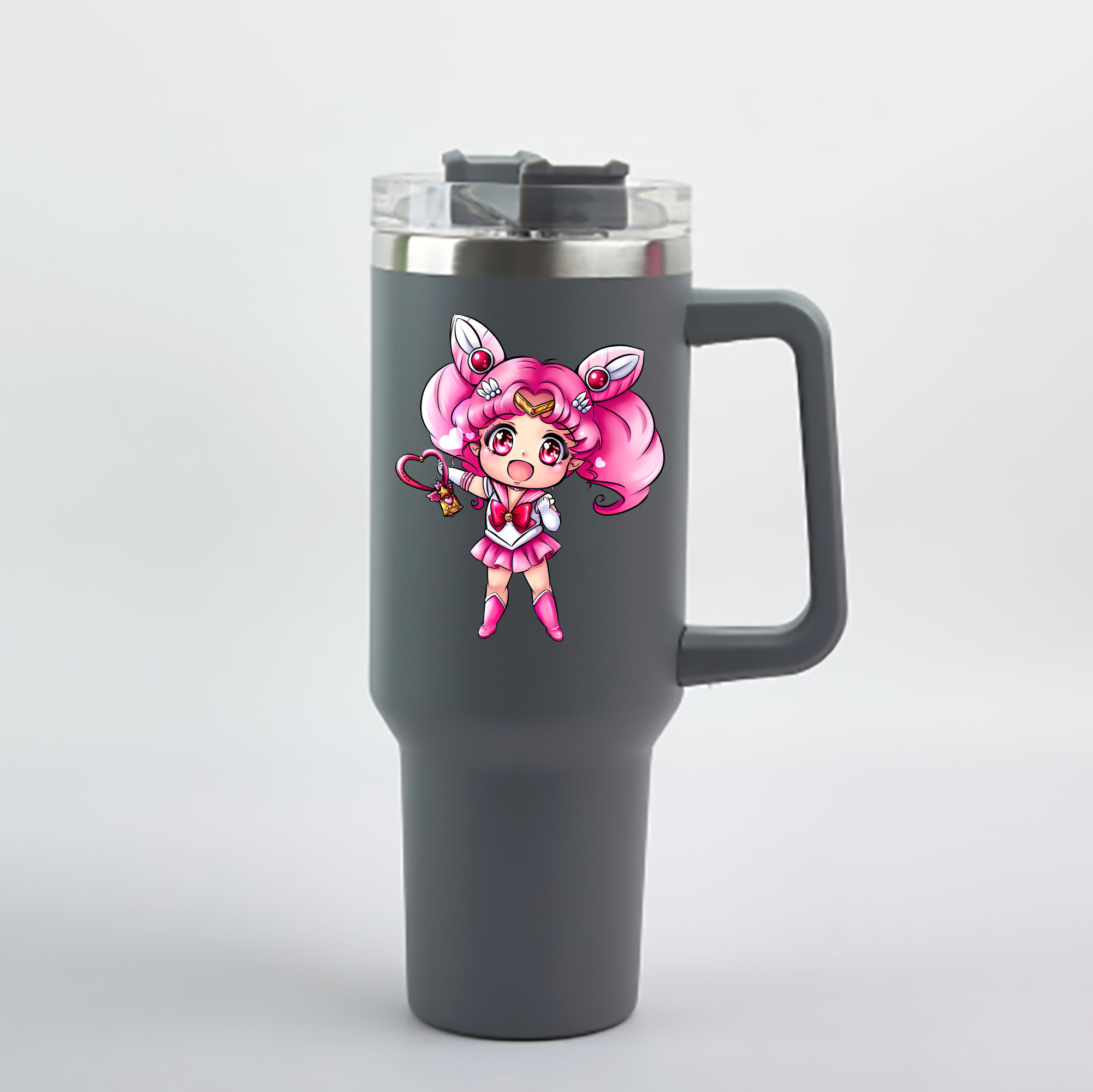 （画像用） 美少女戦士セーラームーン ちびうさ Sailor Moon Chibiusa Tsukino Usagi Small Lady Serenity 1200mL車用タンブラー - クリスタルステッカー（プラスチックストロー付き）