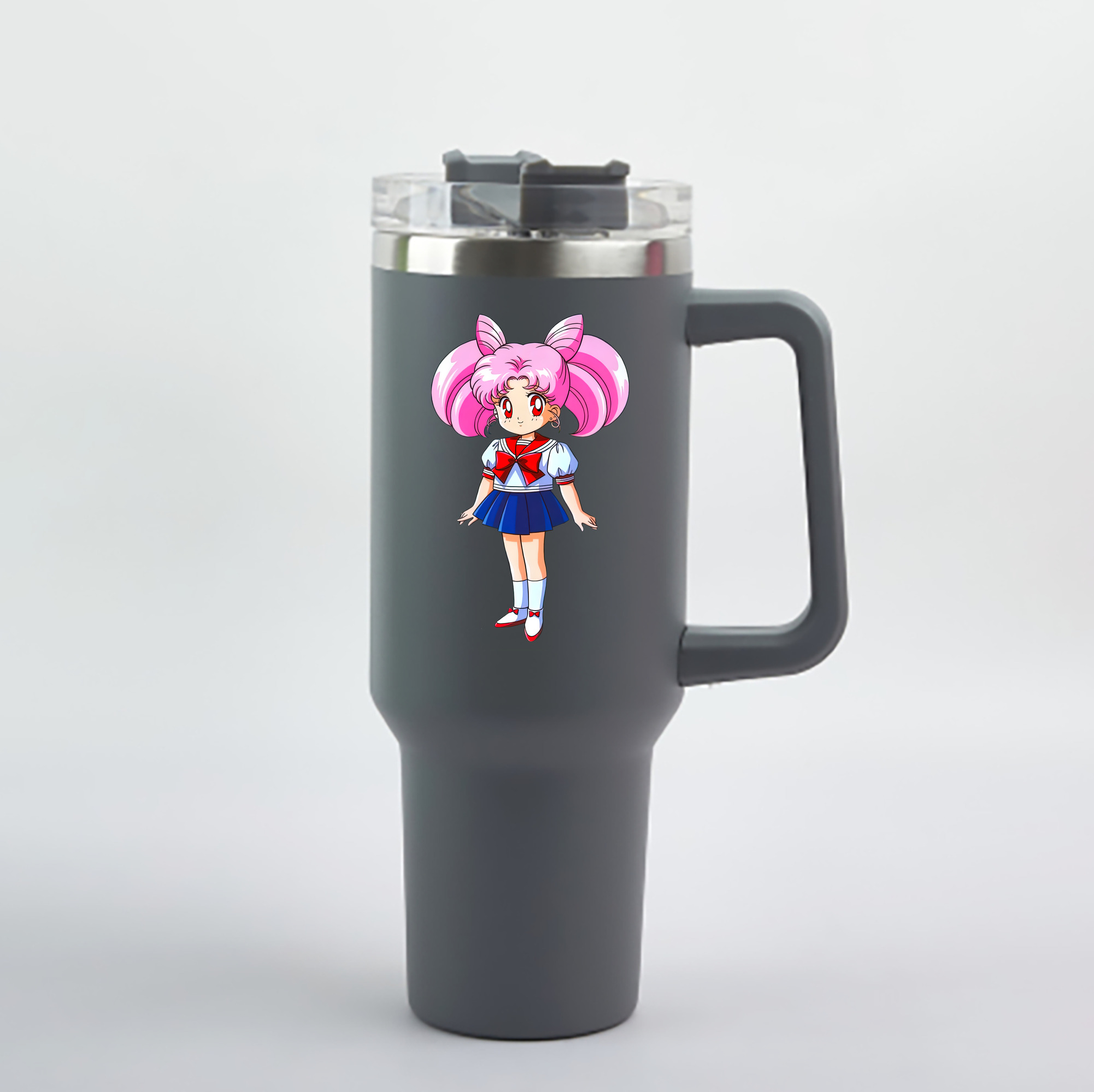（画像用） 美少女戦士セーラームーン ちびうさ Sailor Moon Chibiusa Tsukino Usagi Small Lady Serenity 1200mL車用タンブラー - クリスタルステッカー（プラスチックストロー付き）