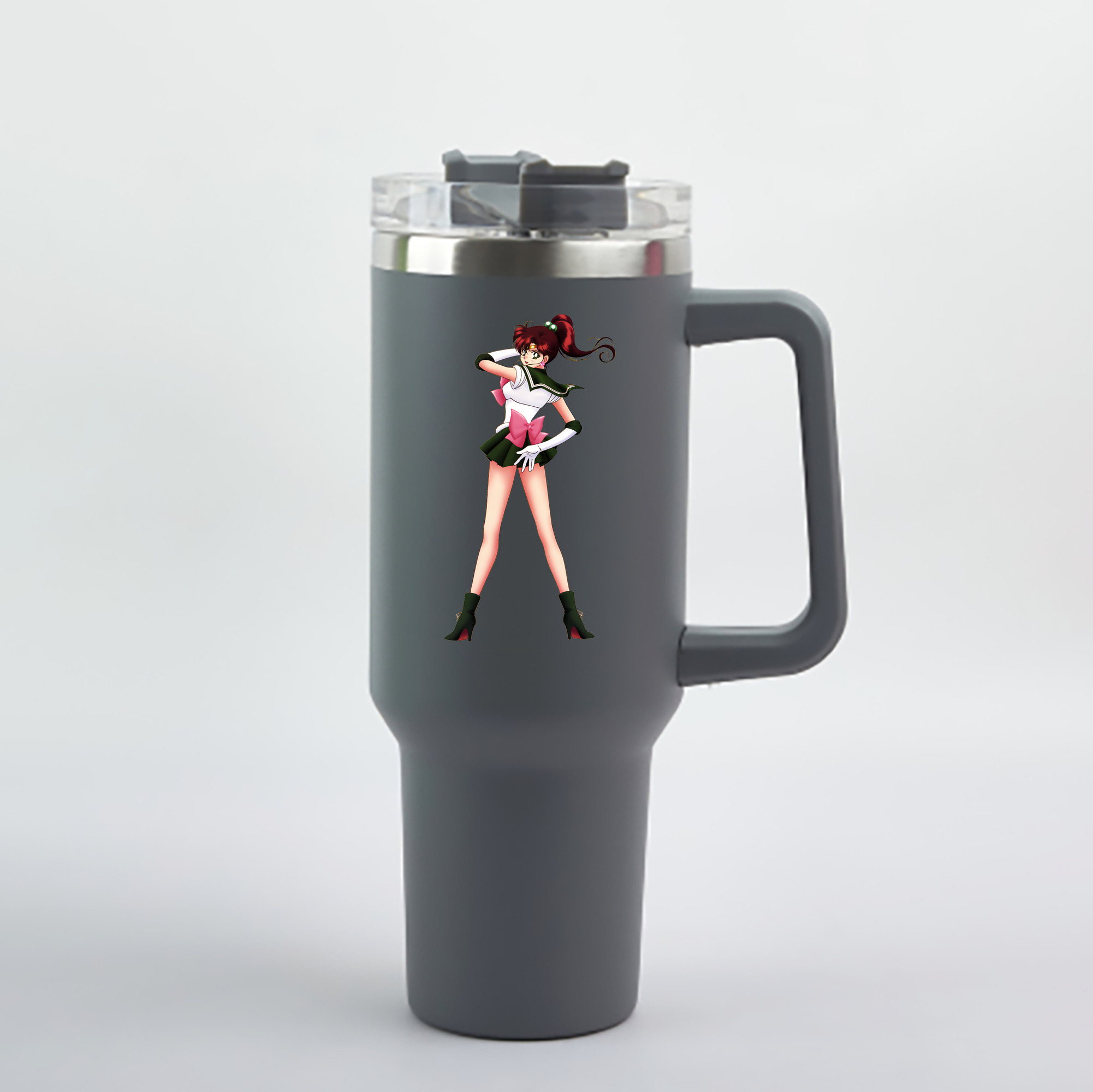 （画像用） 美少女戦士セーラームーン 木野 まこと きの まこと Sailor Moon Kino Makoto （セーラージュピター；Sailor Jupiter） 1200mL車用タンブラー - クリスタルステッカー（プラスチックストロー付き）