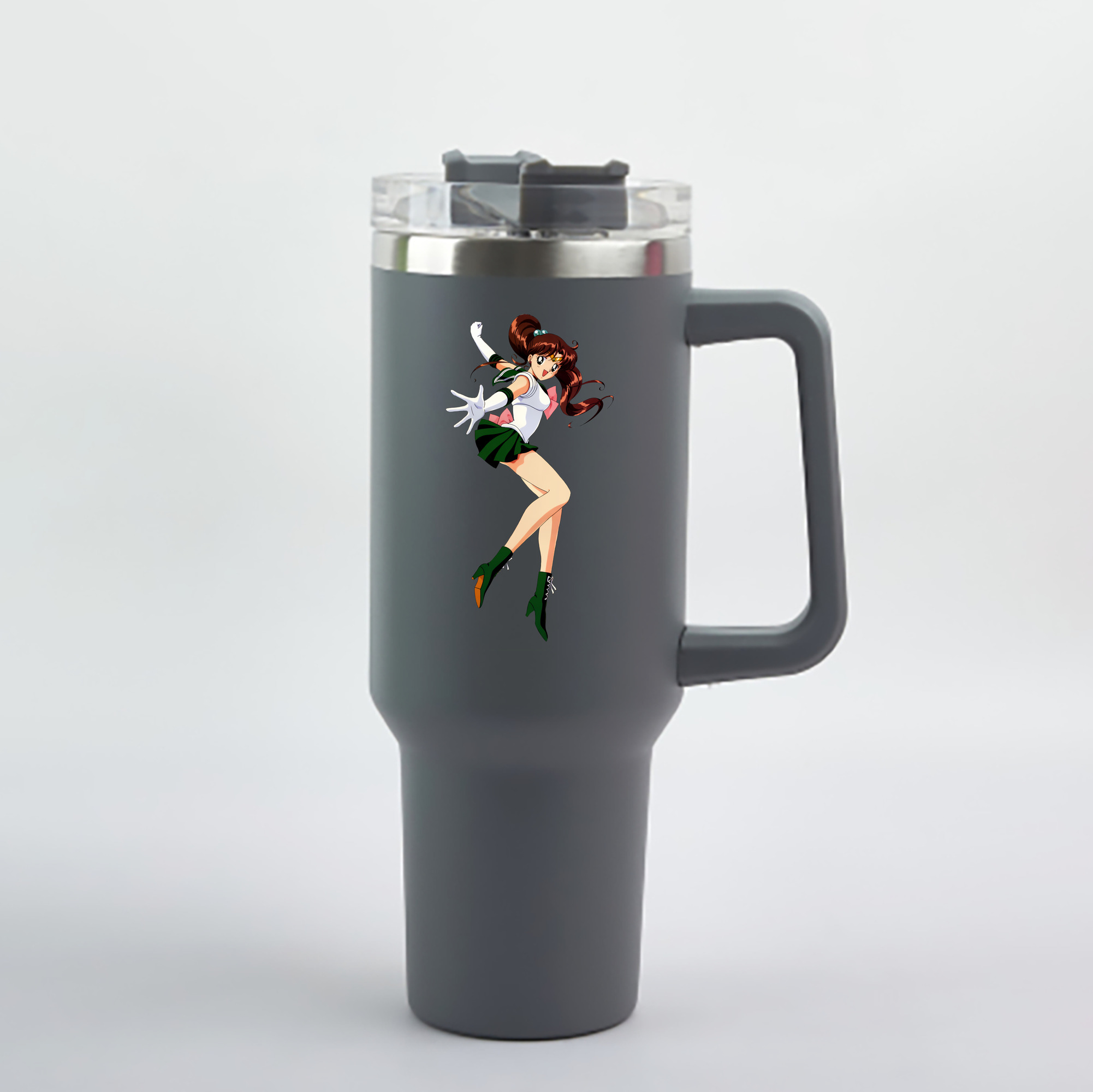（画像用） 美少女戦士セーラームーン 木野 まこと きの まこと Sailor Moon Kino Makoto （セーラージュピター；Sailor Jupiter） 1200mL車用タンブラー - クリスタルステッカー（プラスチックストロー付き）