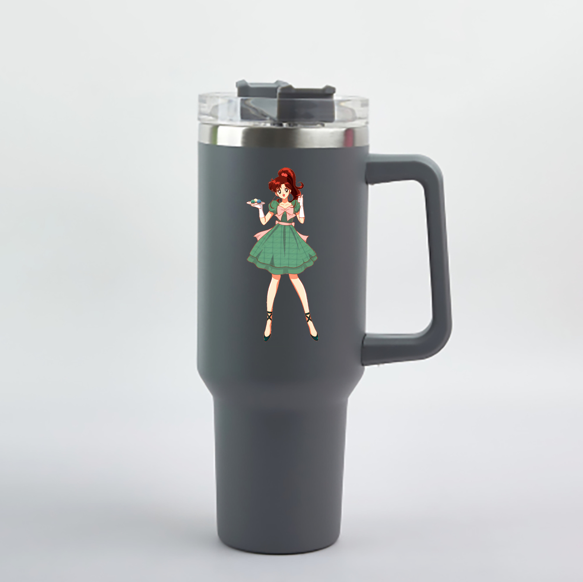 （画像用） 美少女戦士セーラームーン 木野 まこと きの まこと Sailor Moon Kino Makoto （セーラージュピター；Sailor Jupiter） 1200mL車用タンブラー - クリスタルステッカー（プラスチックストロー付き）