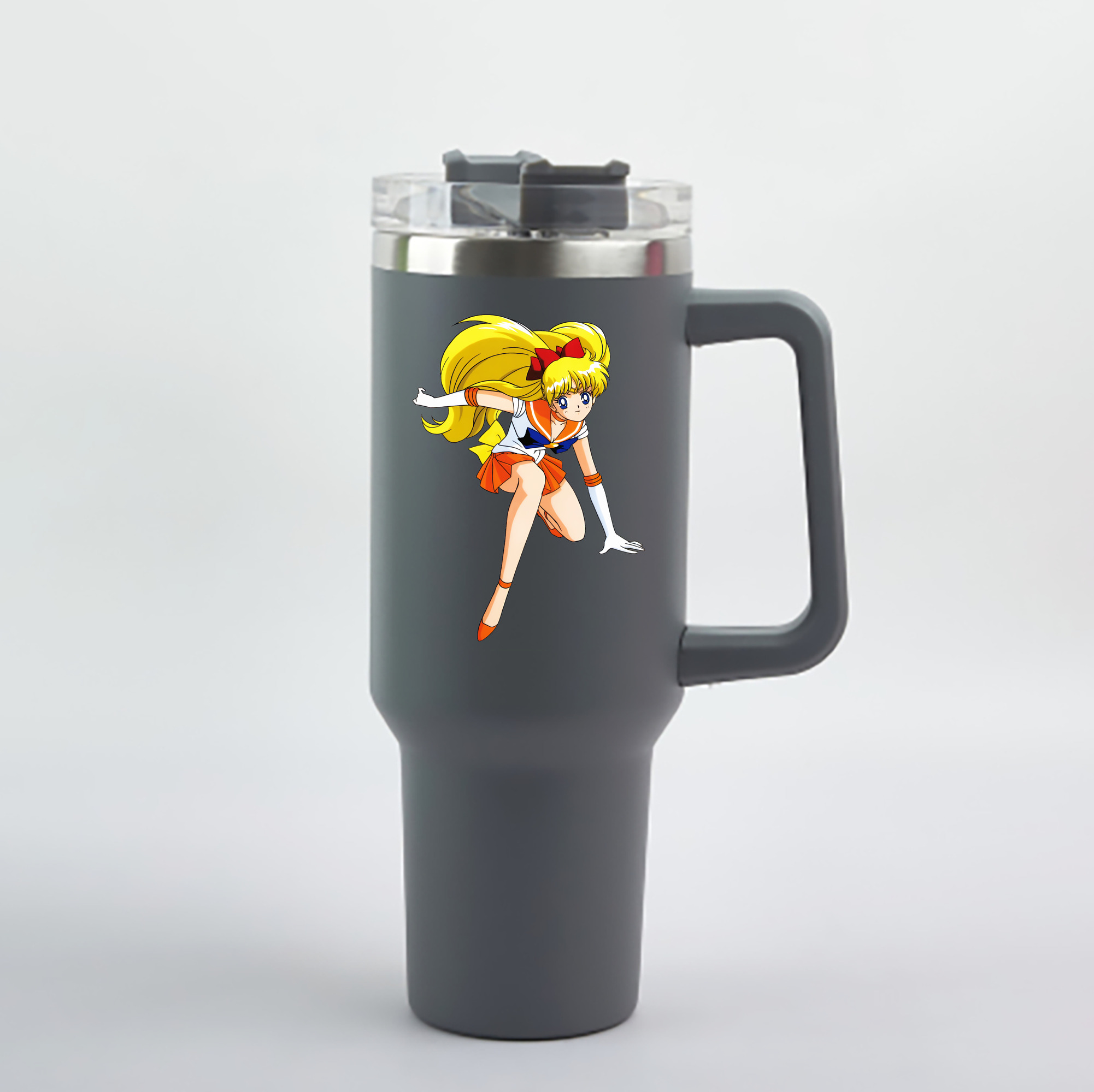（画像用） 美少女戦士セーラームーン 愛野 美奈子 あいの みなこ Sailor Moon Aino Minako 1200mL車用タンブラー - クリスタルステッカー（プラスチックストロー付き）