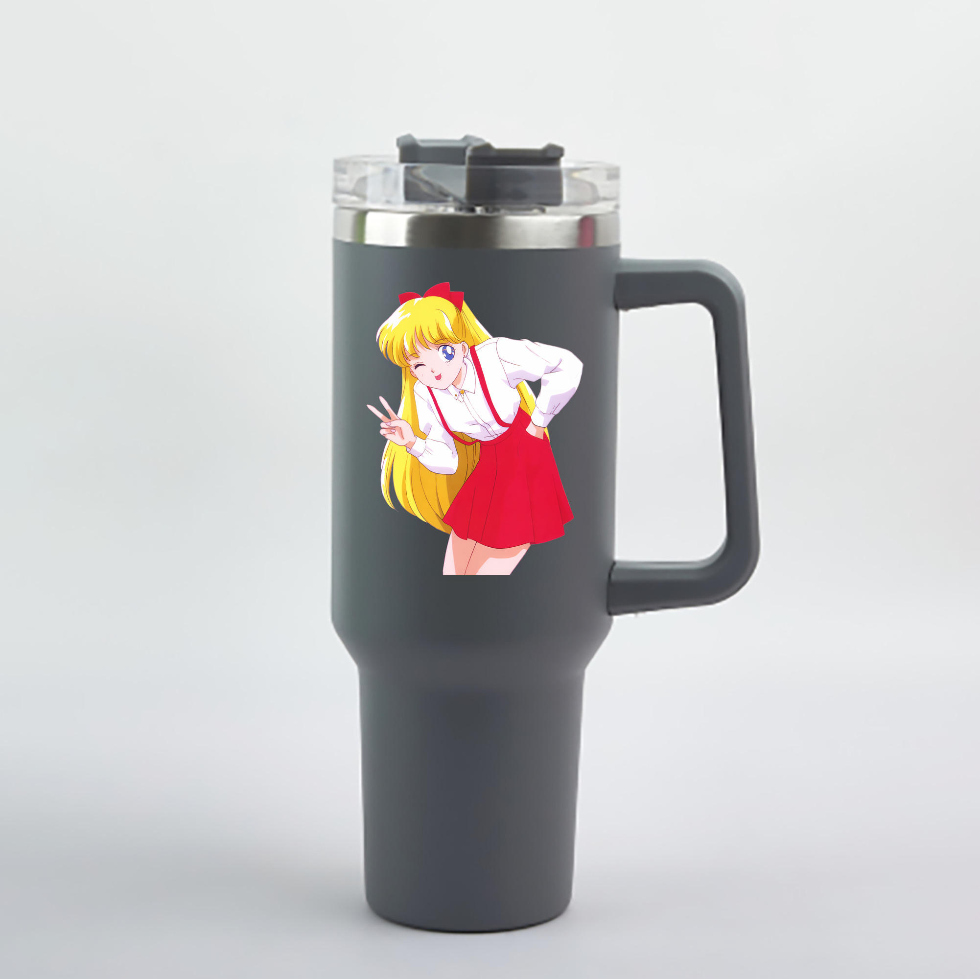 （画像用） 美少女戦士セーラームーン 愛野 美奈子 あいの みなこ Sailor Moon Aino Minako 1200mL車用タンブラー - クリスタルステッカー（プラスチックストロー付き）