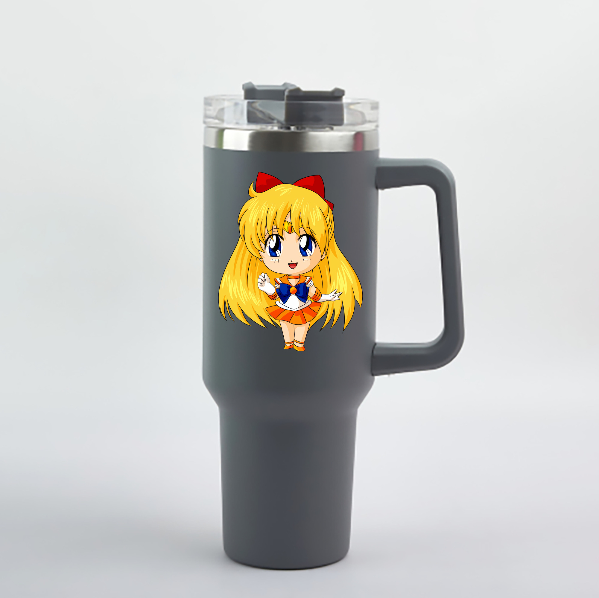 （画像用） 美少女戦士セーラームーン 愛野 美奈子 あいの みなこ Sailor Moon Aino Minako 1200mL車用タンブラー - クリスタルステッカー（プラスチックストロー付き）