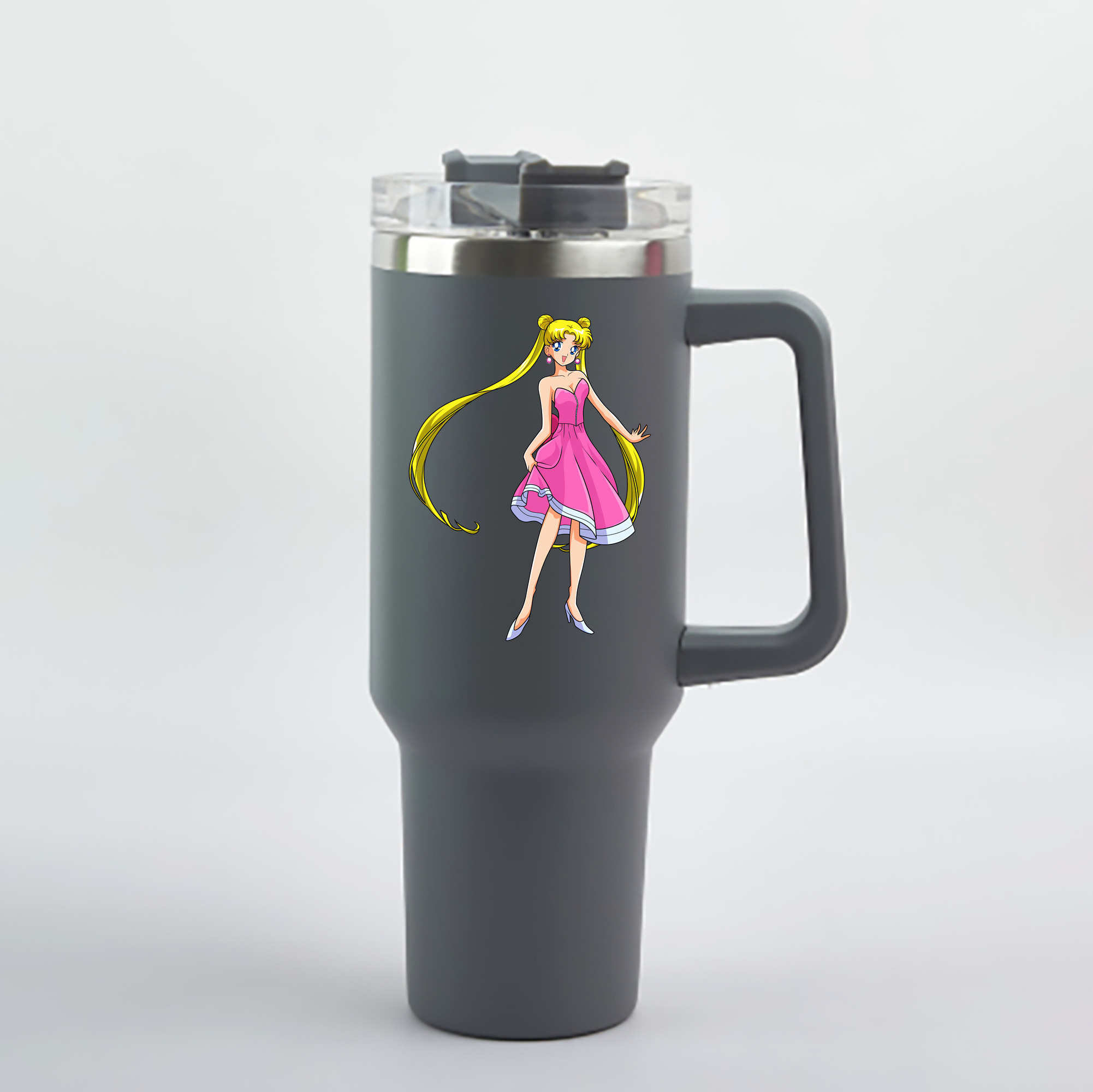 （画像用） 美少女戦士セーラームーン 愛野 美奈子 あいの みなこ Sailor Moon Aino Minako 1200mL車用タンブラー - クリスタルステッカー（プラスチックストロー付き）