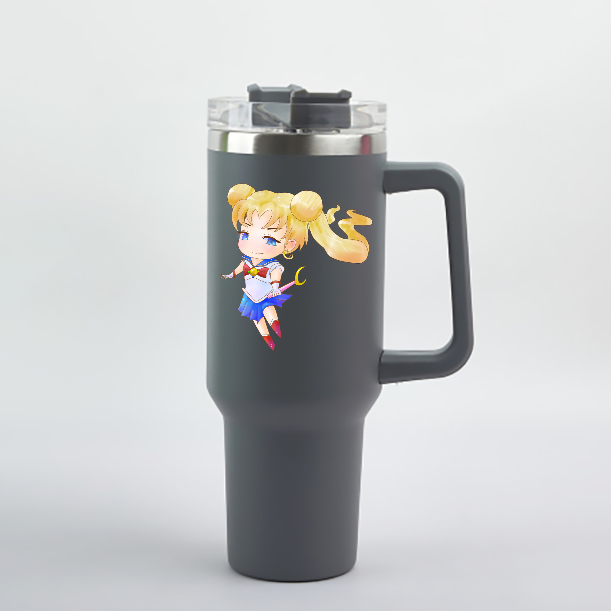 （画像用） 美少女戦士セーラームーン 愛野 美奈子 あいの みなこ Sailor Moon Aino Minako 1200mL車用タンブラー - クリスタルステッカー（プラスチックストロー付き）