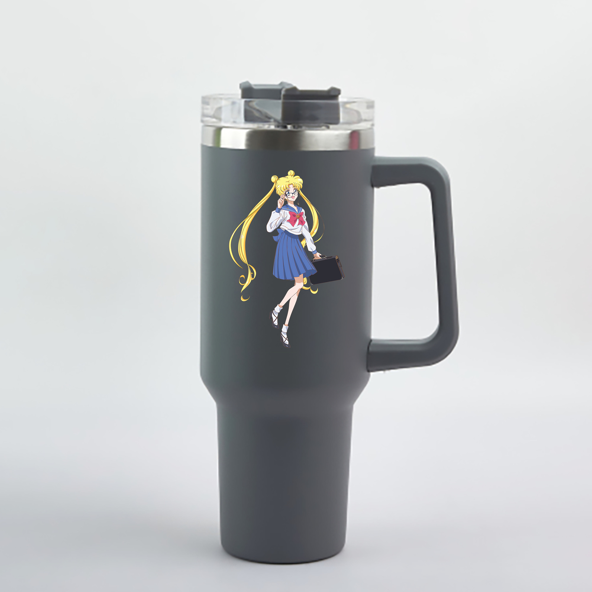 （画像用） 美少女戦士セーラームーン 愛野 美奈子 あいの みなこ Sailor Moon Aino Minako 1200mL車用タンブラー - クリスタルステッカー（プラスチックストロー付き）