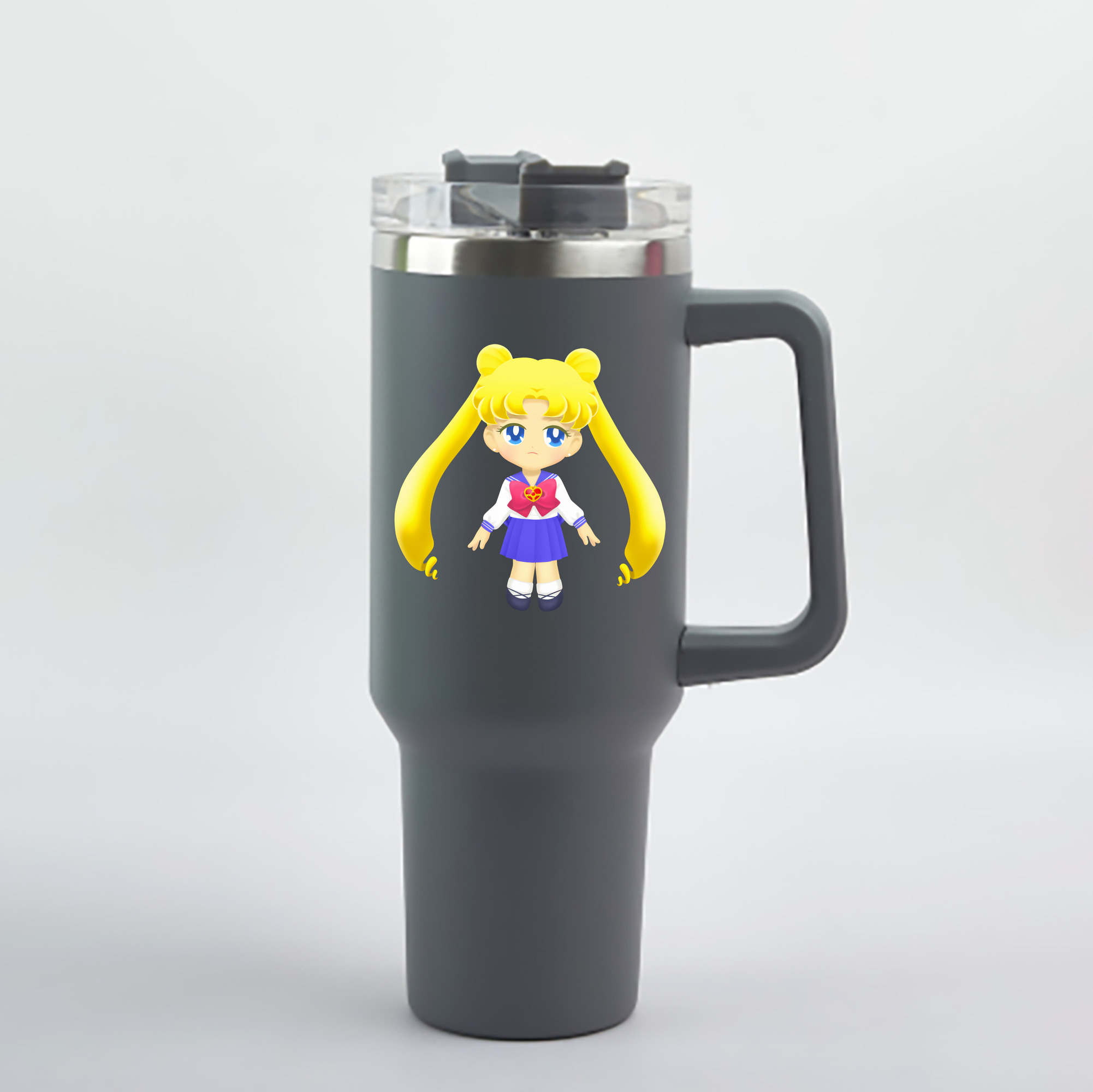 （画像用） 美少女戦士セーラームーン 愛野 美奈子 あいの みなこ Sailor Moon Aino Minako 1200mL車用タンブラー - クリスタルステッカー（プラスチックストロー付き）
