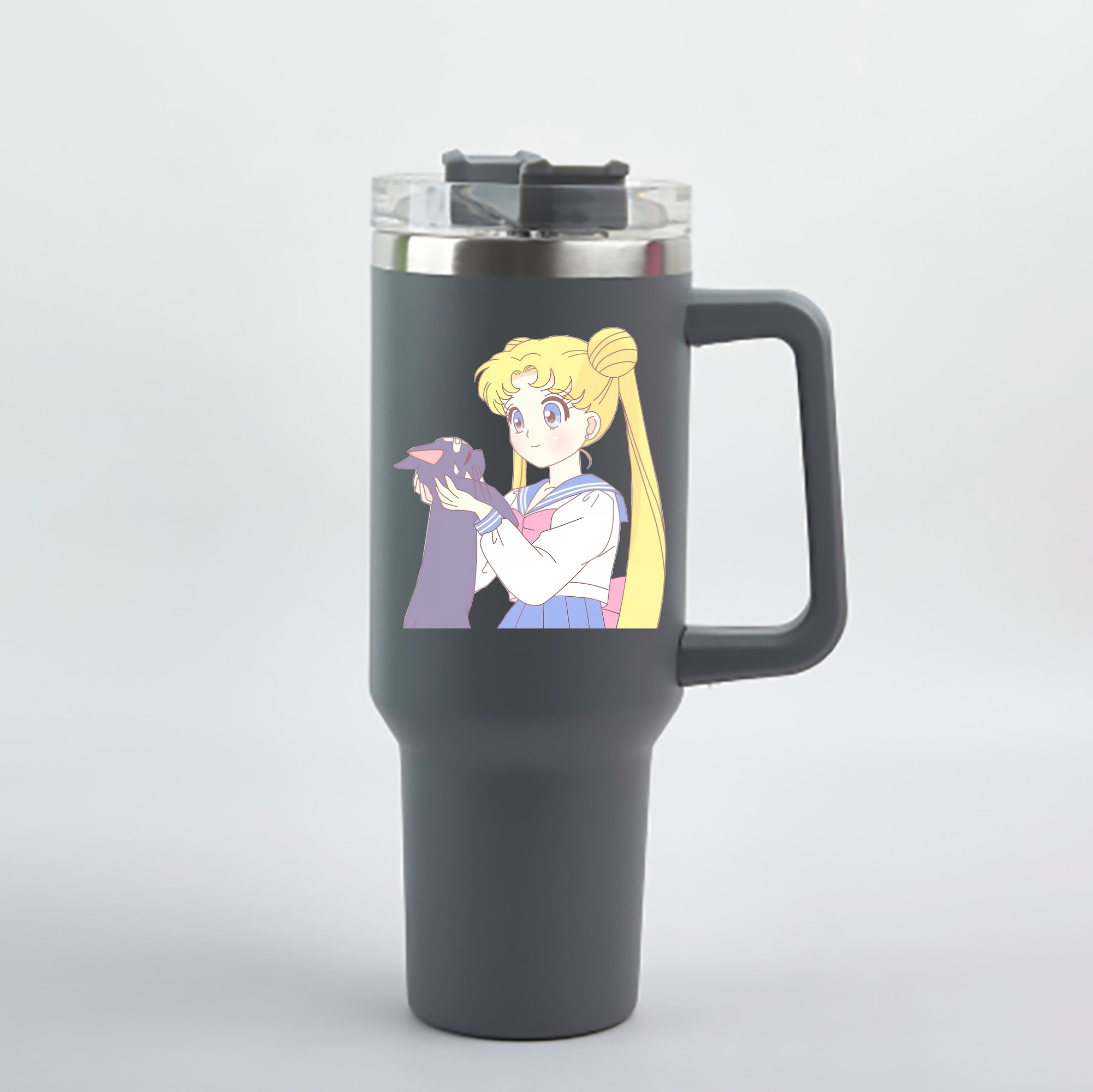（画像用） 美少女戦士セーラームーン 愛野 美奈子 あいの みなこ Sailor Moon Aino Minako 1200mL車用タンブラー - クリスタルステッカー（プラスチックストロー付き）